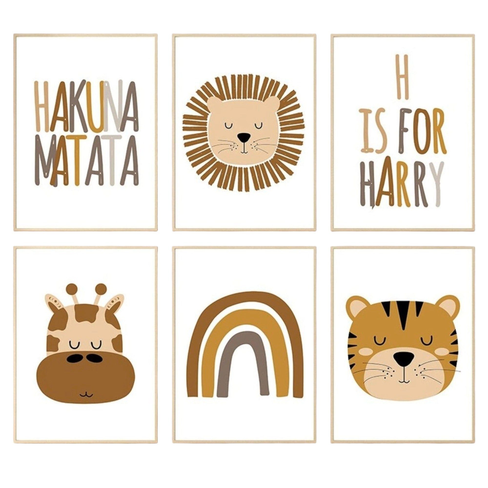 JUSTGOODMOOD Poster Kinder Motive mit Löwen Tiger und Hakuna Matata als Deko Print ohne Ra, A (1 St)