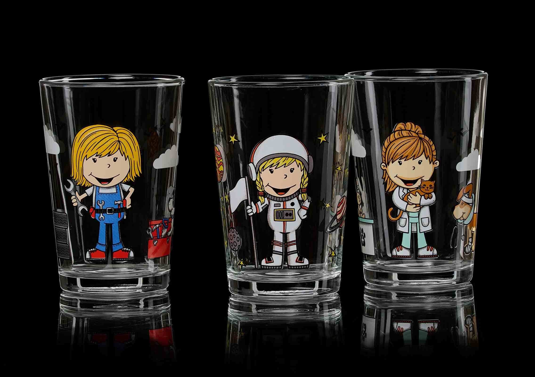 Ritzenhoff & Breker Kinderbecher Berufe Jungs & Mädchen Kindergläser 205 ml 6er Set, 6-tlg., Glas