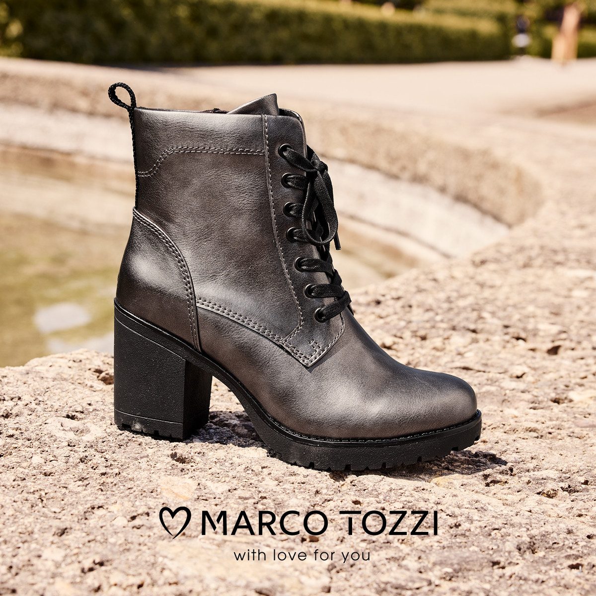 MARCO TOZZI Schnürstiefelette, Blockabsatz, Stiefelette, Schnürboots in veg günstig online kaufen