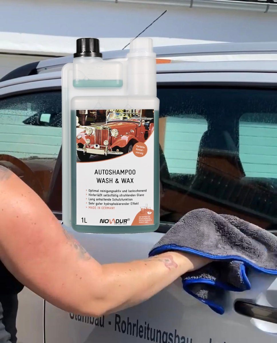 Novadur Autoshampoo Wash & Wax Auto-Reinigungsmittel Flasche zugleich) & Waxxen l Waschen (1-St. 1