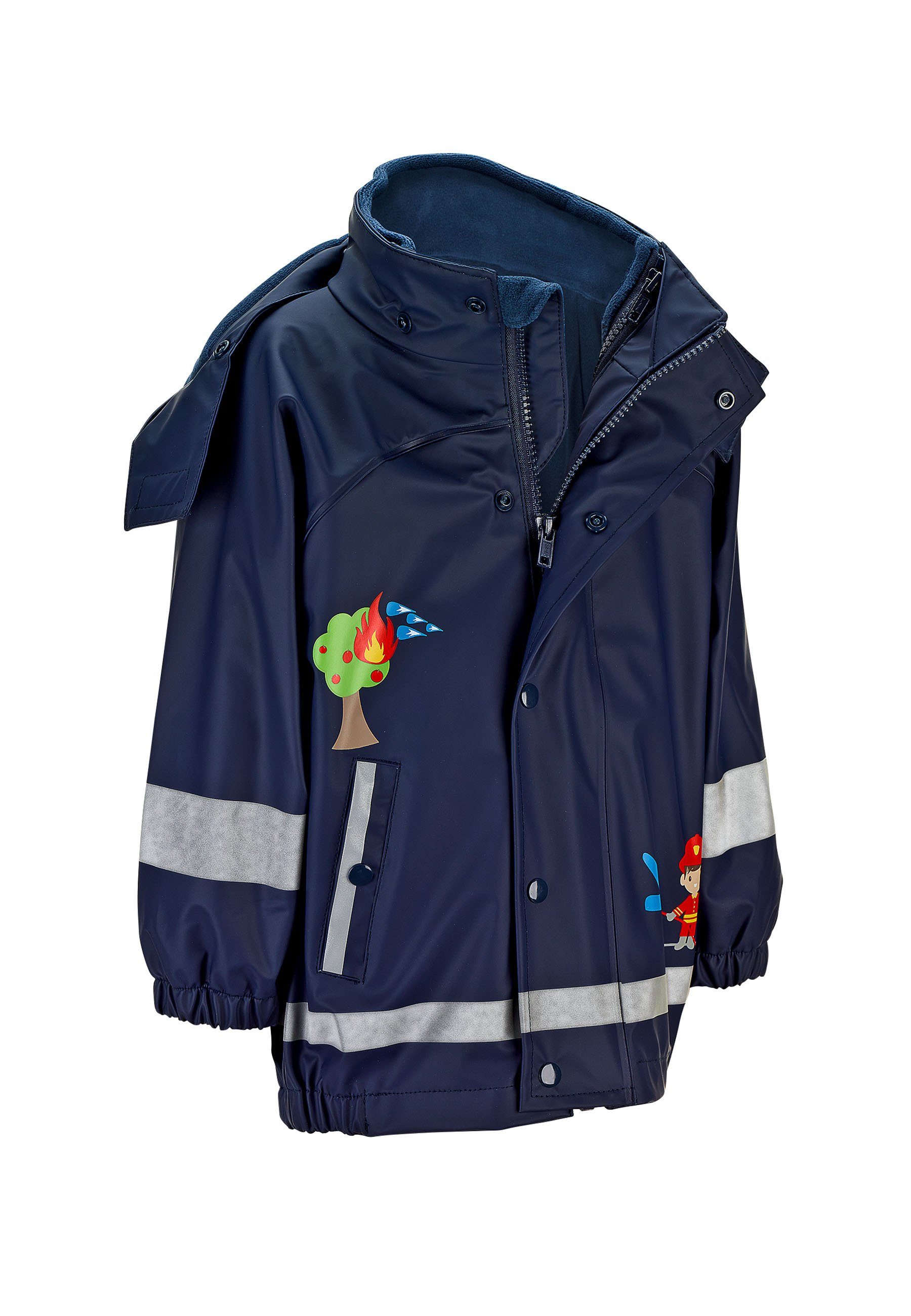 Sterntaler® Regenjacke Regen- mit süßen Kinder Regenjacke Feuerwehr Innenjacke, (1-St., mit mit Kapuze, Matschjacke Funktionsjacke Reißverschluss Regenjacke und Motiven) Kinder Kinder