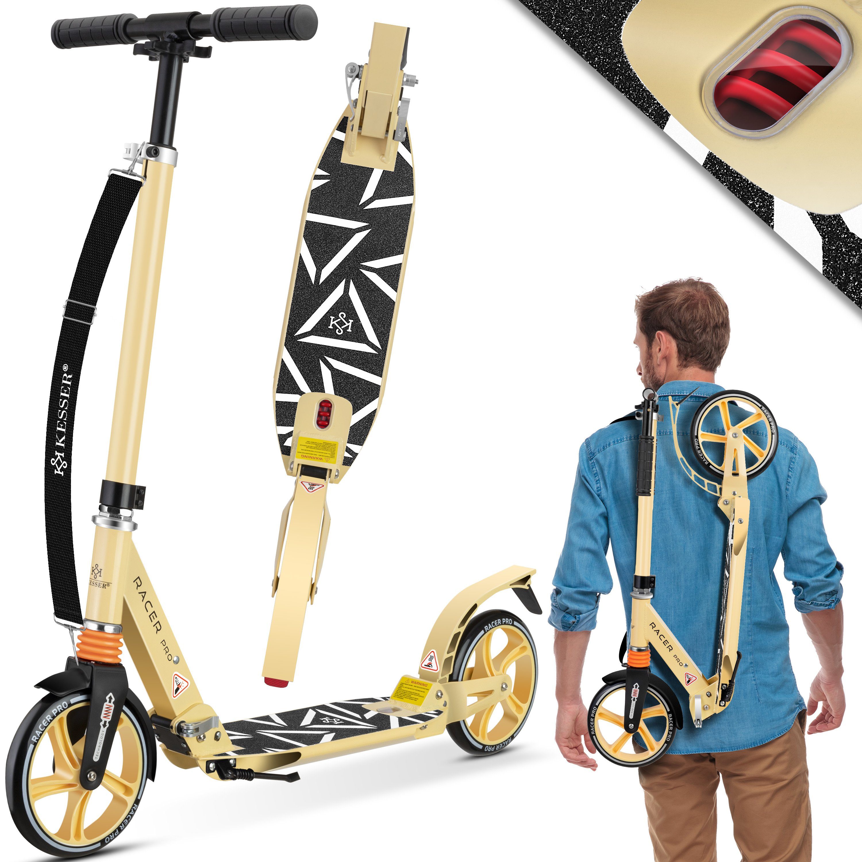 KESSER Scooter, Cityroller Scooter 205mm Räder PU Big Wheel Pro-S Tretroller