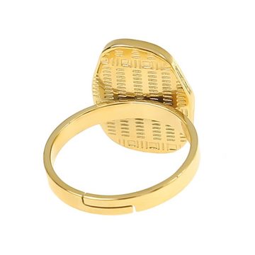 Made by Nami Fingerring Goldener Boho Ring mit türkisem/rosa Edelstein mit Sonne im Zentrum, goldumrandet Damen Schmuck Größenverstellbar & Wasserfest