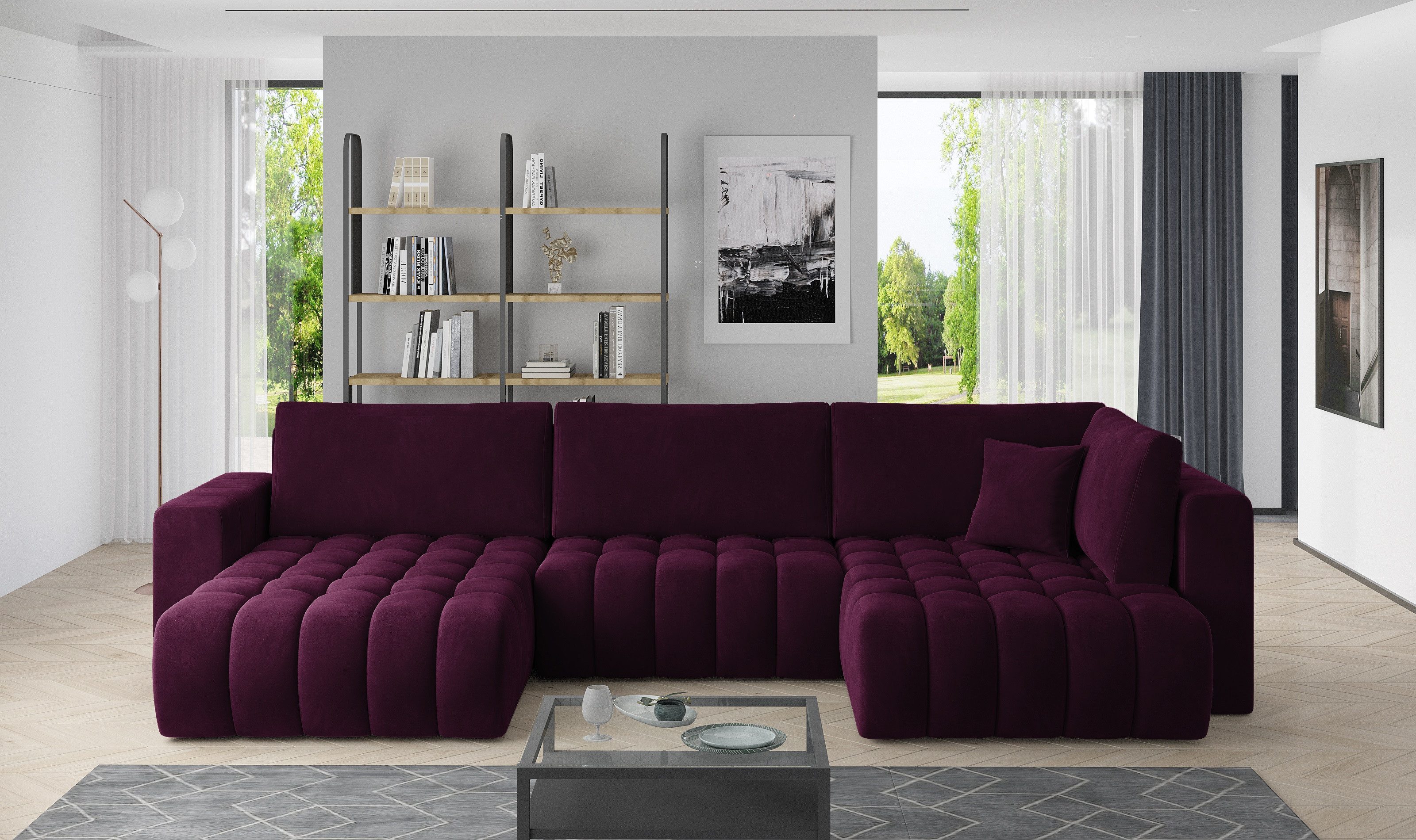yourhouse24 Wohnlandschaft Bonito U, mit Schlaffunktion und Bettkasten, Ecksofa, U-Form Couch