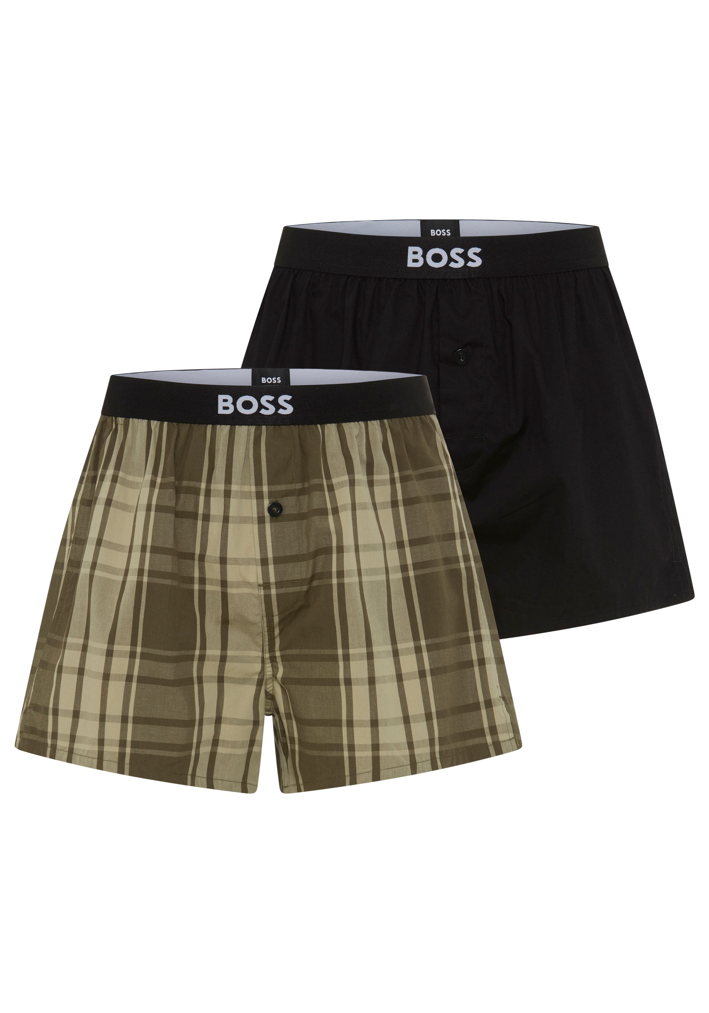 BOSS Pyjamashorts 2P Boxer Shorts EW (Packung, 2-tlg., 2er) mit Logobund