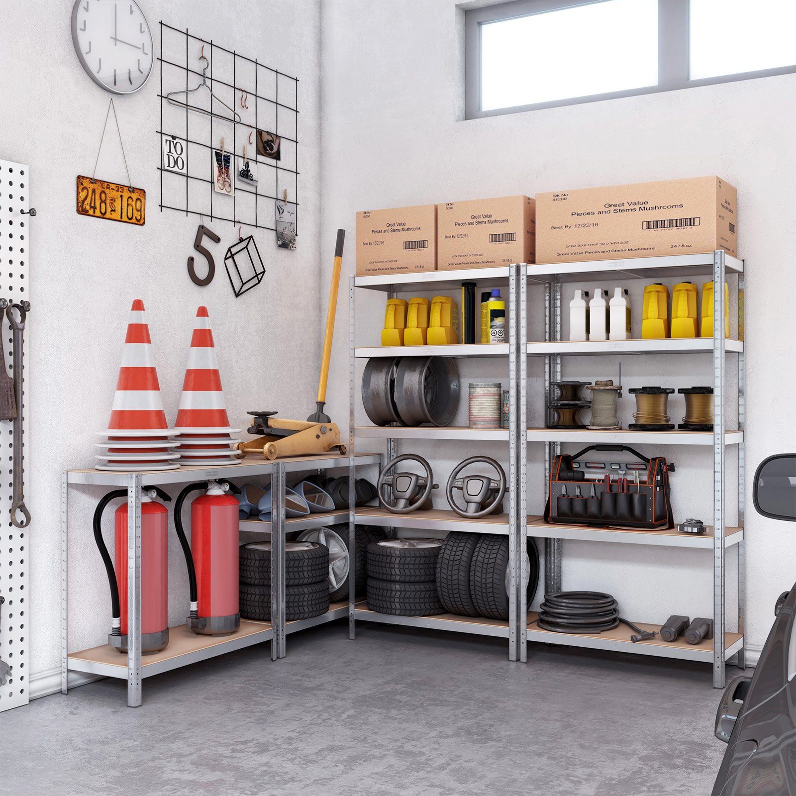 SONGMICS Schwerlastregal Lagerregal, Kellerregal, Regal aus Metall, Steckregal, Werkstattregal, 2-tlg., bis 875 kg belastbar, 5 verstellbare Ablagen, 40 x 90 x 180 cm
