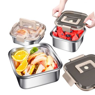 Silberstern Frischhaltedose Versiegelte Crisper-Box aus 304 Edelstahl für den Küchenkühlschrank, Wiederverwendbare knackigere Obstsalatbehälter-Lunchbox 1600 ml