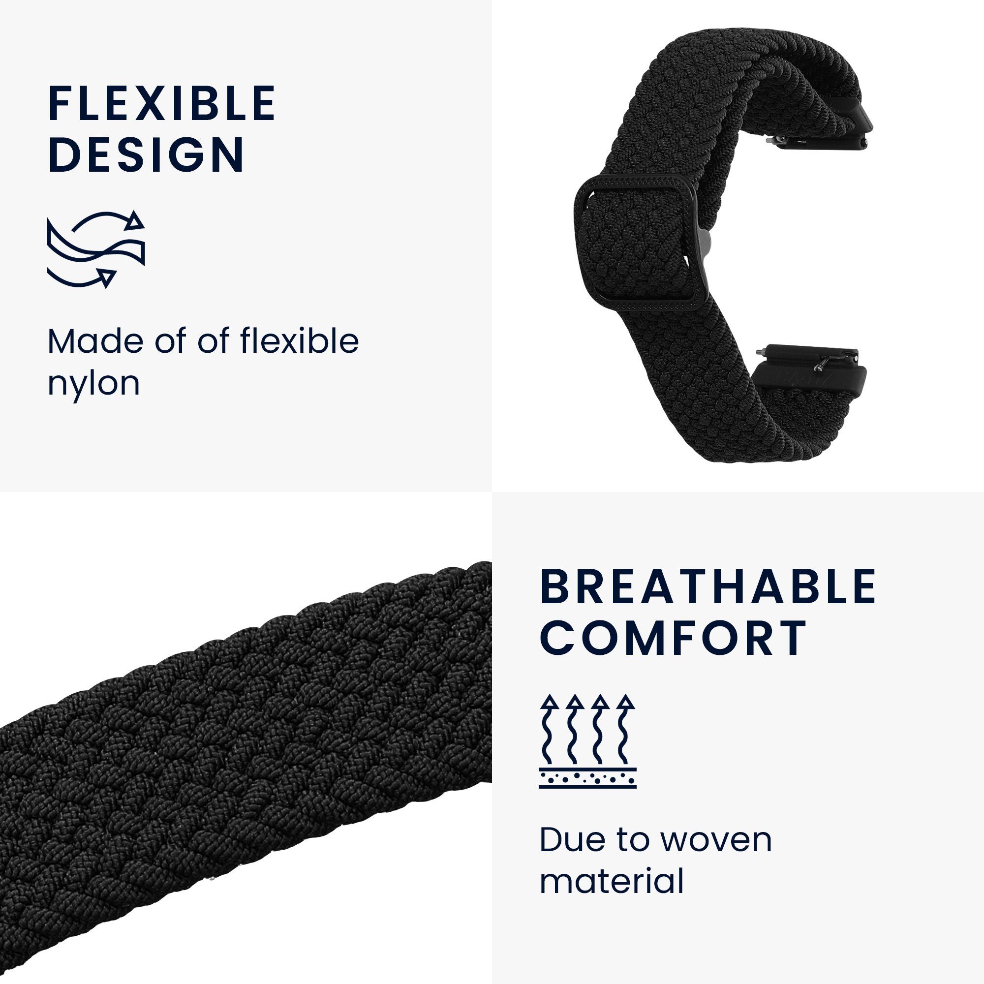 kwmobile Uhrenarmband Armband für Huawei Band 7, Nylon Fitnesstracker Sportarmband Band - Innenmaße von 15 - 18,5 cm