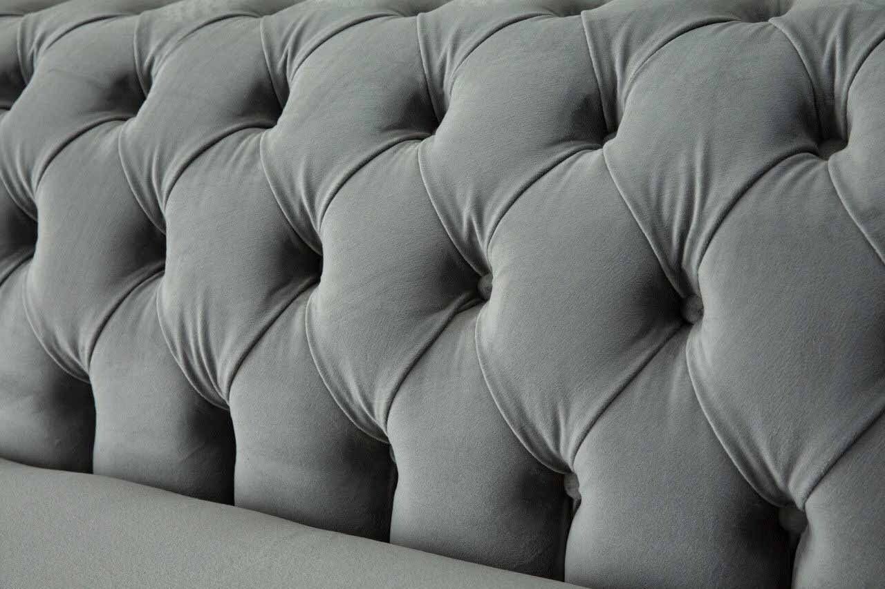 JVmoebel Sofa Sofa Sitzer Europe Polster Couch 4 In Textil Grau, Sitz Chesterfield Made