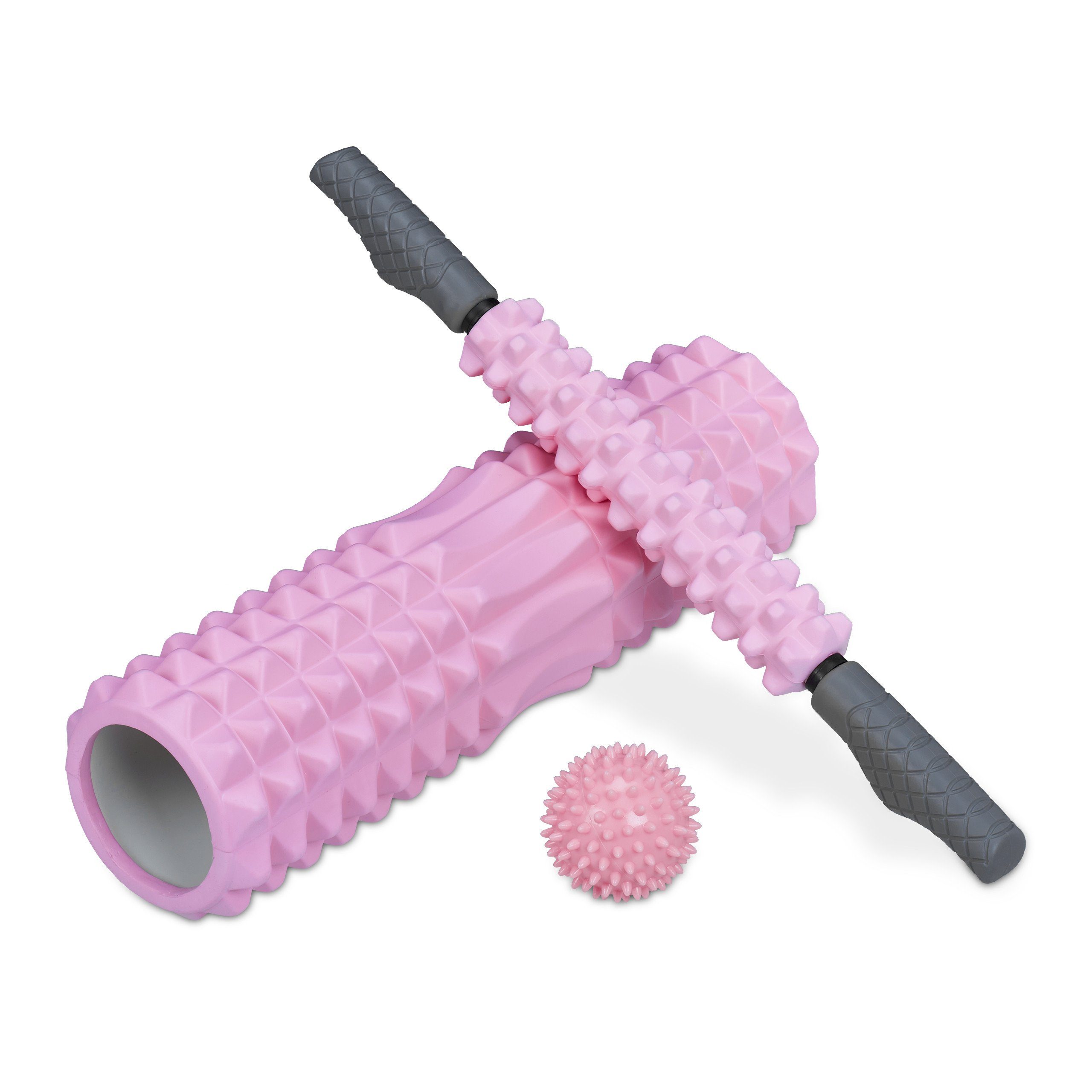 relaxdays Massagerolle Rosa Faszienrolle im 3er Set (3-tlg)