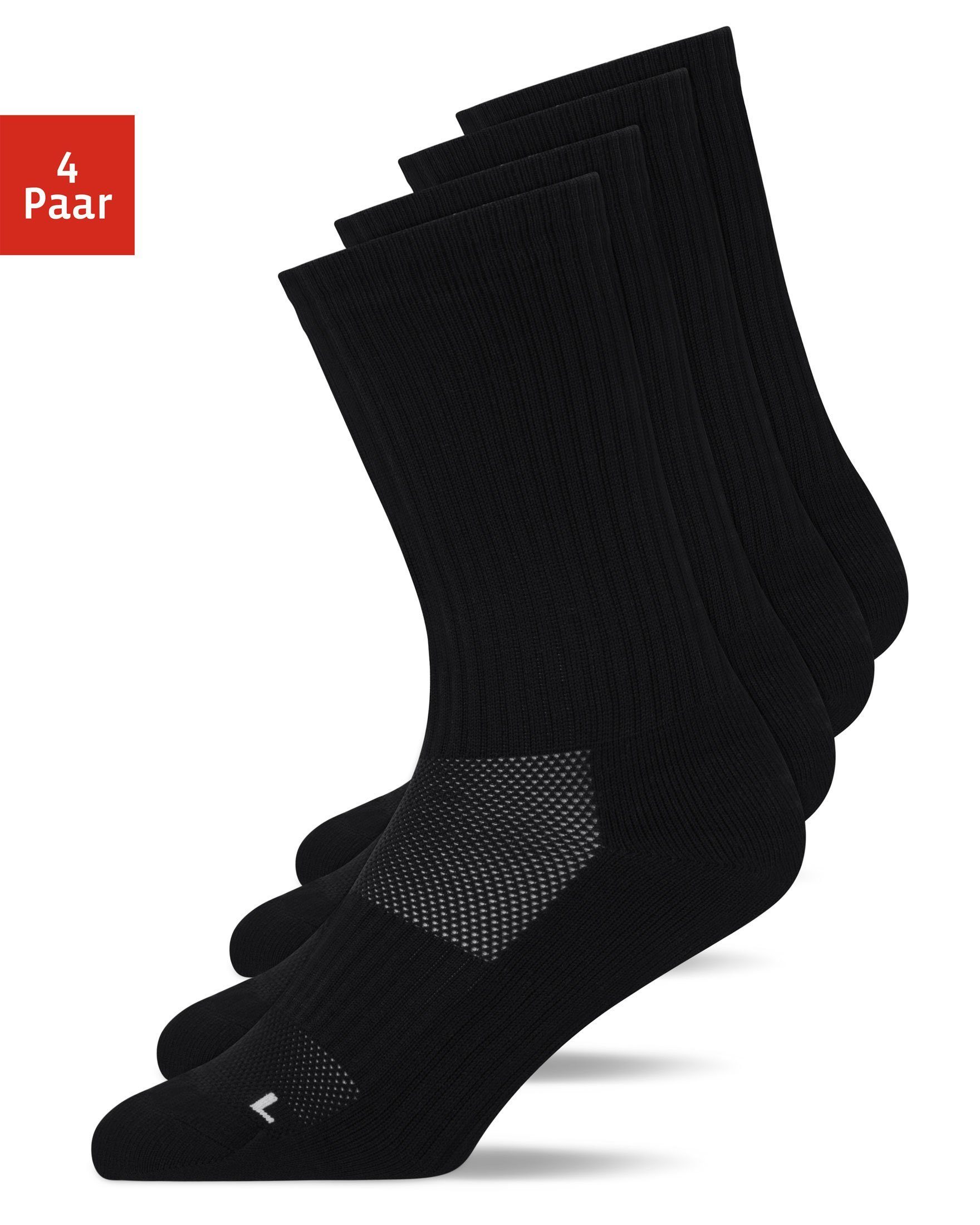 SNOCKS Laufsocken Hohe Running Socken für Damen & Herren (4-Paar) mit Fersenlasche und atmungsaktiv durch Mesh
