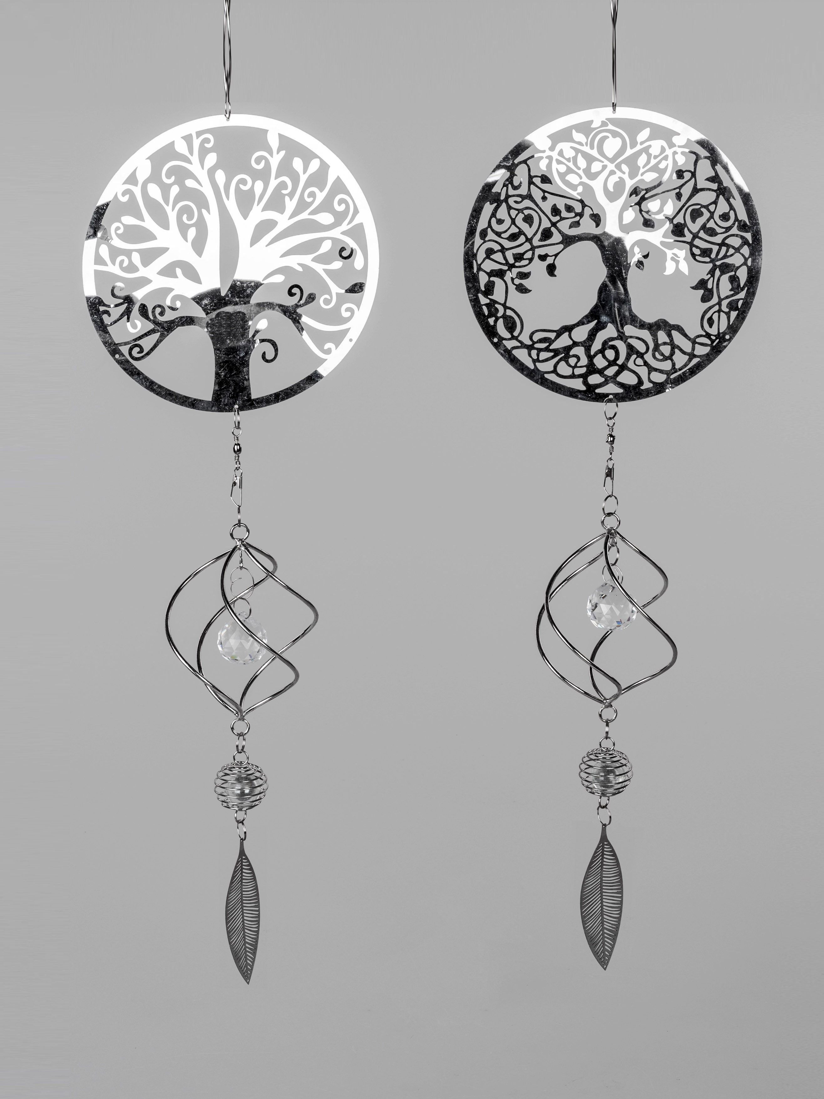 formano Dekohänger Hängedeko Bäume 2er Set Edelstahl silber 62 cm, ganzjährige Fensterdeko