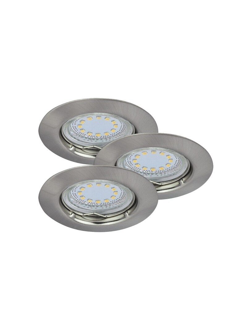 Rabalux LED Deckenspots "Lite" 3-flammig, Metall, silber, rund, 3W, GU10, warmweiß, 240lm, wassergeschützt, warmweiß