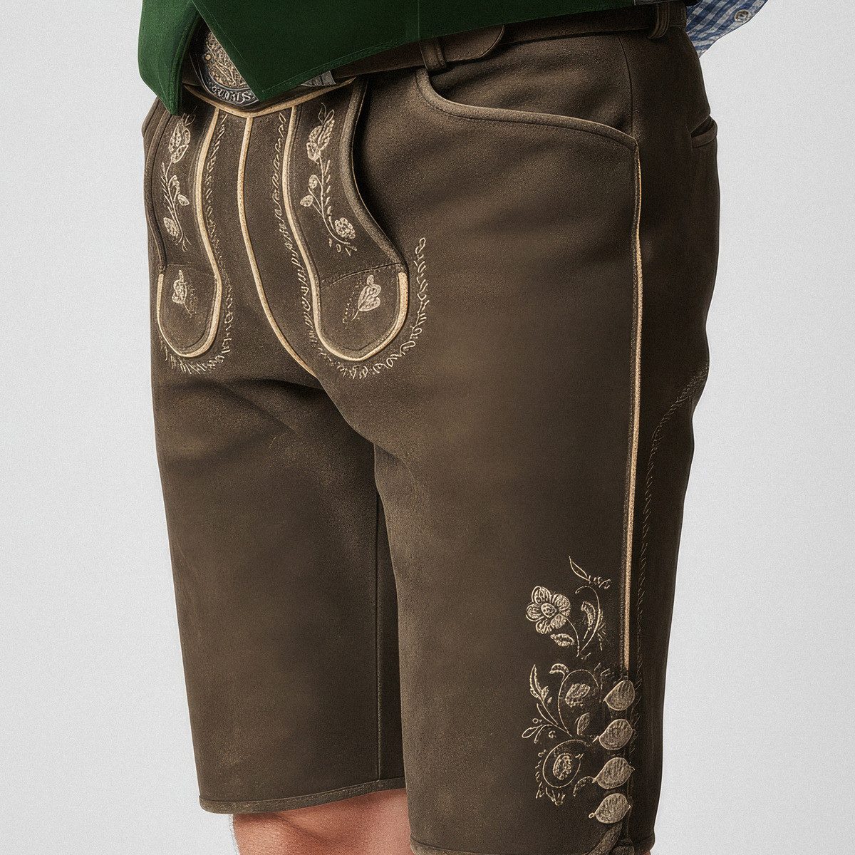 Krüger Trachtenlederhose Elliot mit Gürtel Herren (1-tlg) Trachtenlederhose, Trachtenhose, Bayerische Lederhose, Oktoberfest
