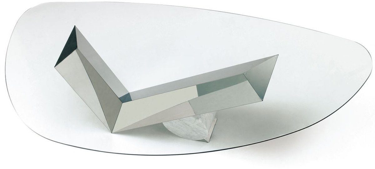 / Esstisch Esszimmertisch cm - mit x Luxus Kollektion 240 H. Padrino Casa Silber x Esstisch Esszimmer 115 Möbel Designer Weiß - Moderne Glasplatte - 75