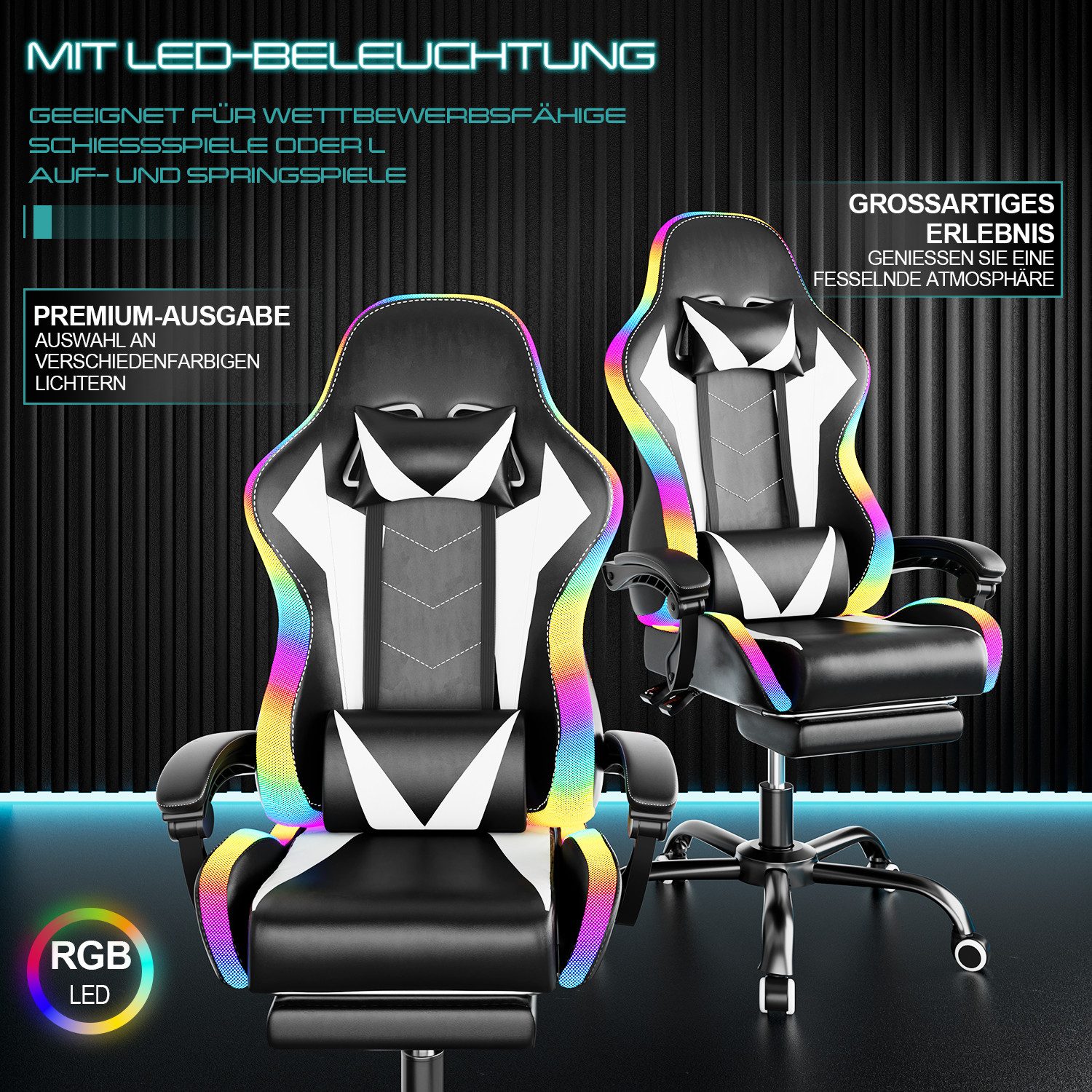 HOMALL Gaming-Stuhl LED Massage Bürostuhl mit günstig online kaufen