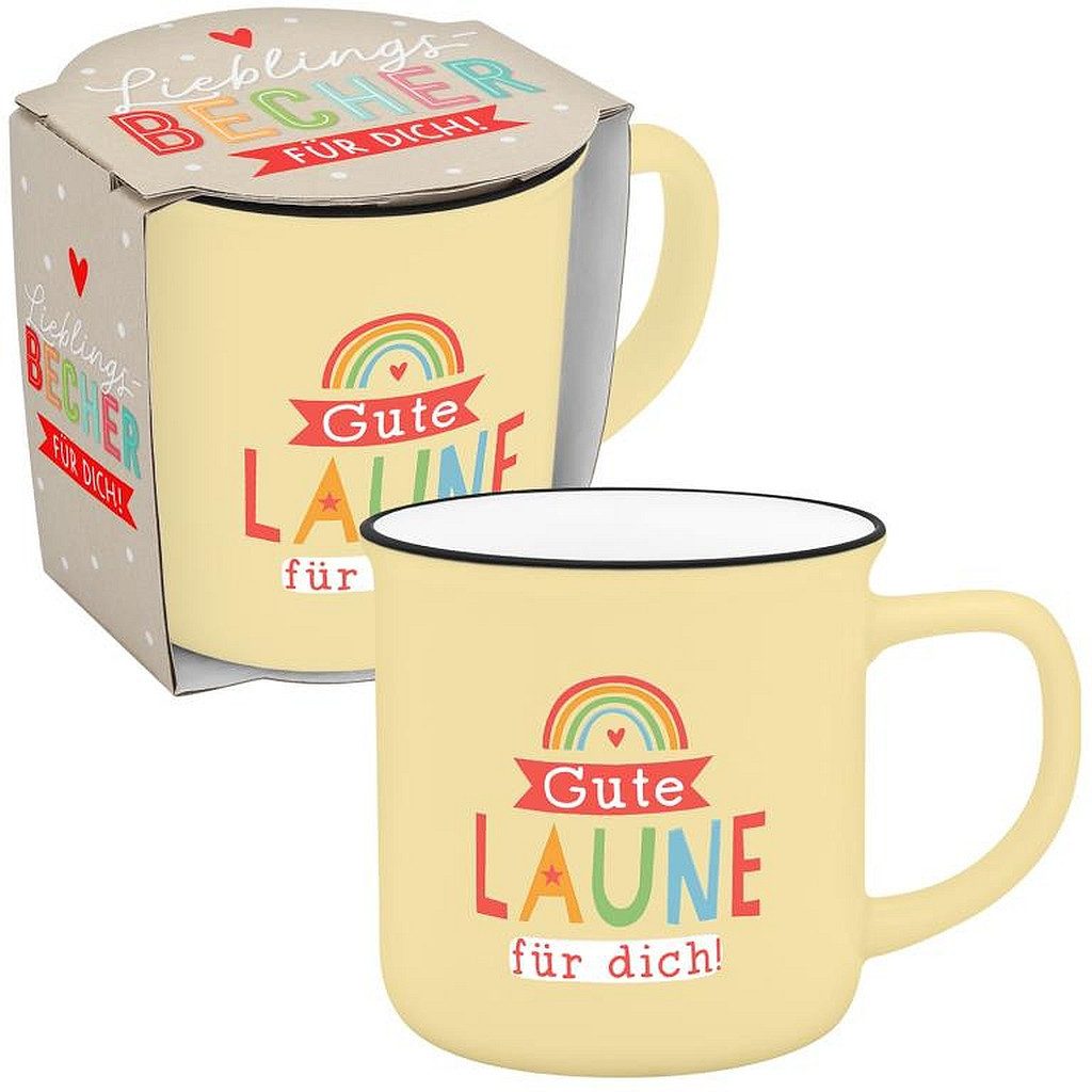 Sheepworld Tasse Tasse Lieblings-Becher Tee Kaffeetasse Geschenk Sheepworld GUTE LAUNE, Porzellan