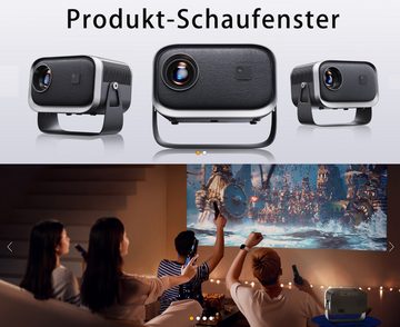 JUNG Mini Tragbarer Beamer Trapezkorrektur 4K 200 ANSI Smart Projektor WiFi Mini-Beamer (12000:1, 1920 x 1080 px, 4k Heim Kino Full HD Smart Heimkino Bluetooth Tragbar Mobil Minibeamer)