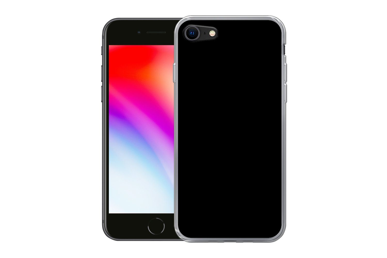 MuchoWow Handyhülle für Apple iPhone 7 Schwarz - Einfarbig, Smartphone-Bumper, Print, Handy Schutzhülle Dünn