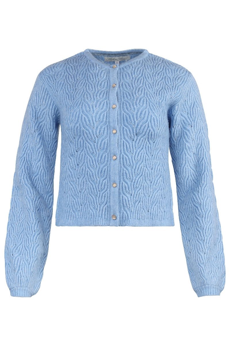 Madame Marie Trachtenstrickjacke Trachten Strickjacke - AVENARA - kristallblau melange, schoko