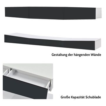 Celya TV-Schrank TV-Schrank mit LED-Beleuchtung Wandbefestigung 180cm Hängend Wand befestigter schwimmender, LED