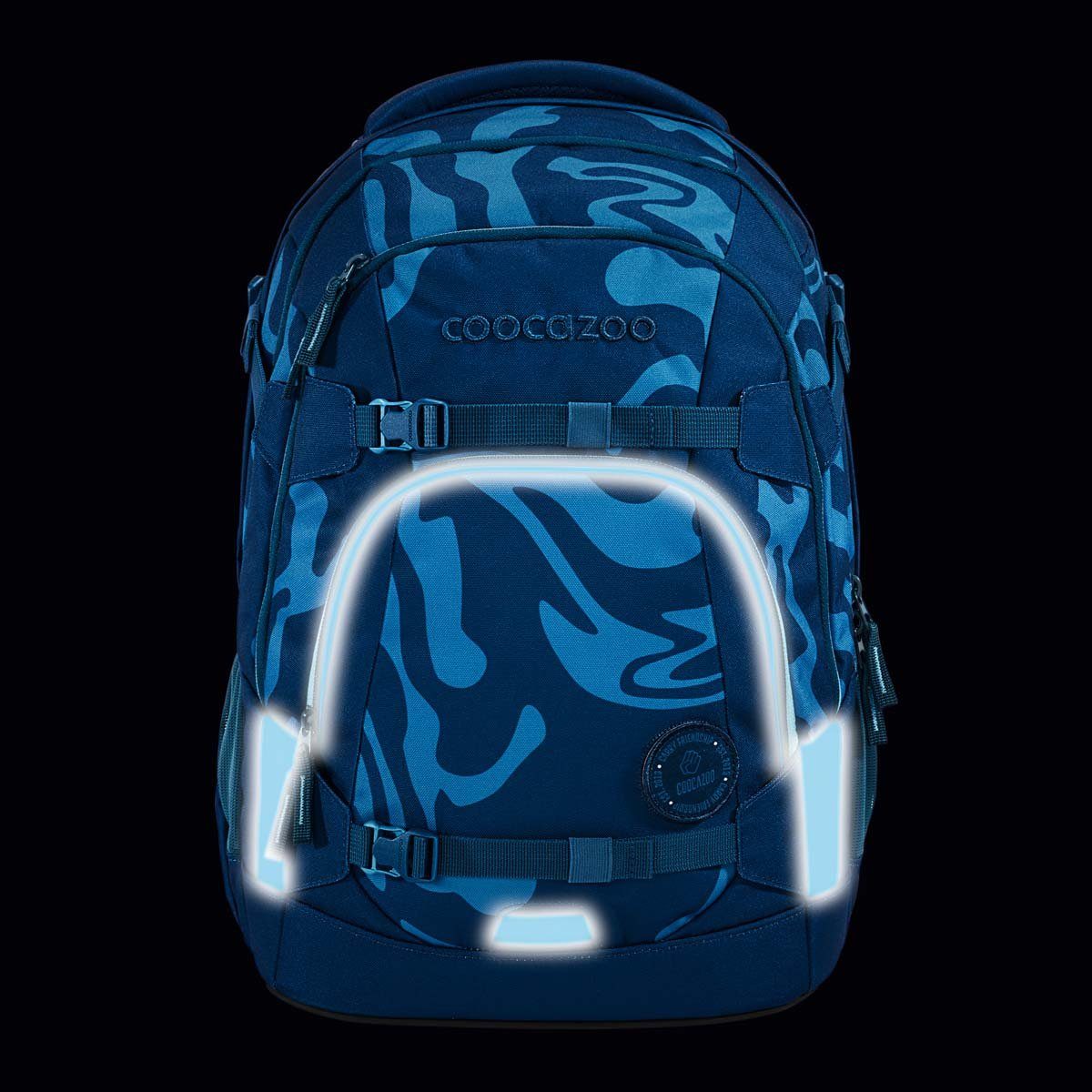 coocazoo Schulranzen Schulrucksack-Set MATE Breaking Waves 2-teilig (Rucksack, Mäppchen), ergonomisch, reflektiert, Körpergröße: 135 - 180 cm