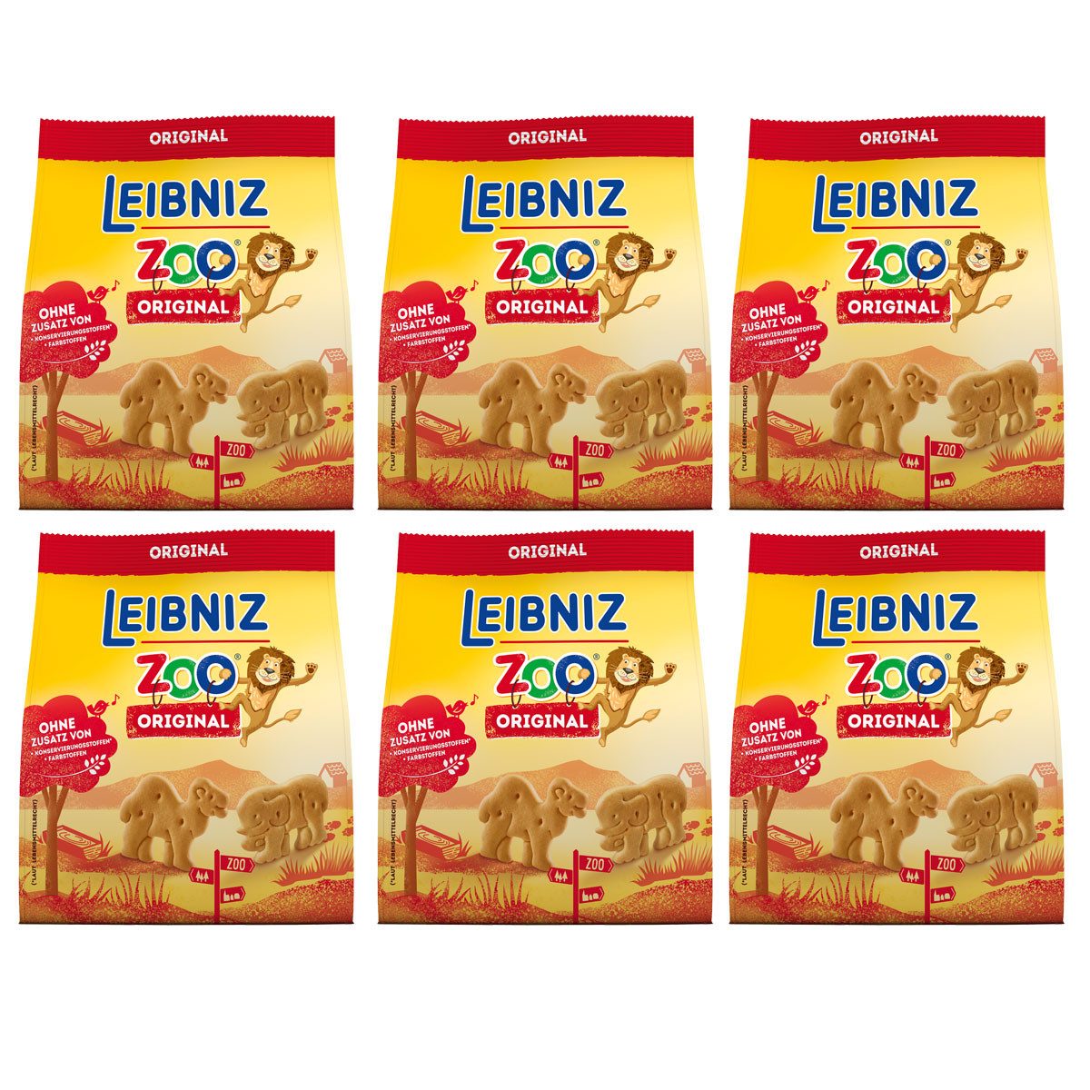 LEIBNIZ Kekse, Leibniz knackfrischer Mini Butterkeks Zoo Original 125g 6er Pack