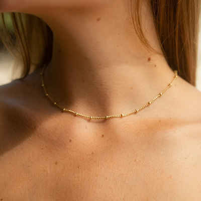 Made by Nami Edelstahlkette Minimalistische Halskette für Damen mit starkem Karabiner-Verschluss, Choker-Kette Frauen & Mädchen Filigrane Gliederkette