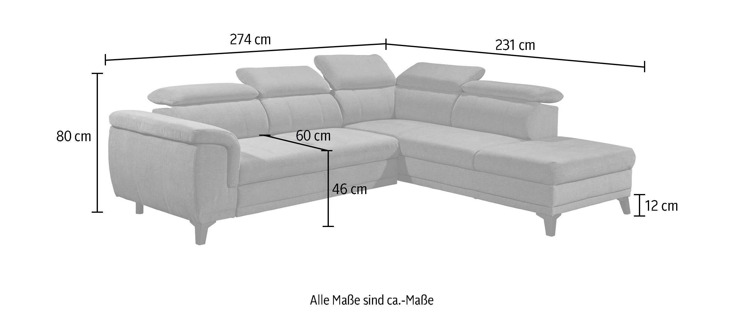 inkl. 2 Bettkasten, stellbar, Ecksofa DESIGN anthrazit ED EXCITING und Kopfteilverstellung Bettfunktion Albany, Teile, frei