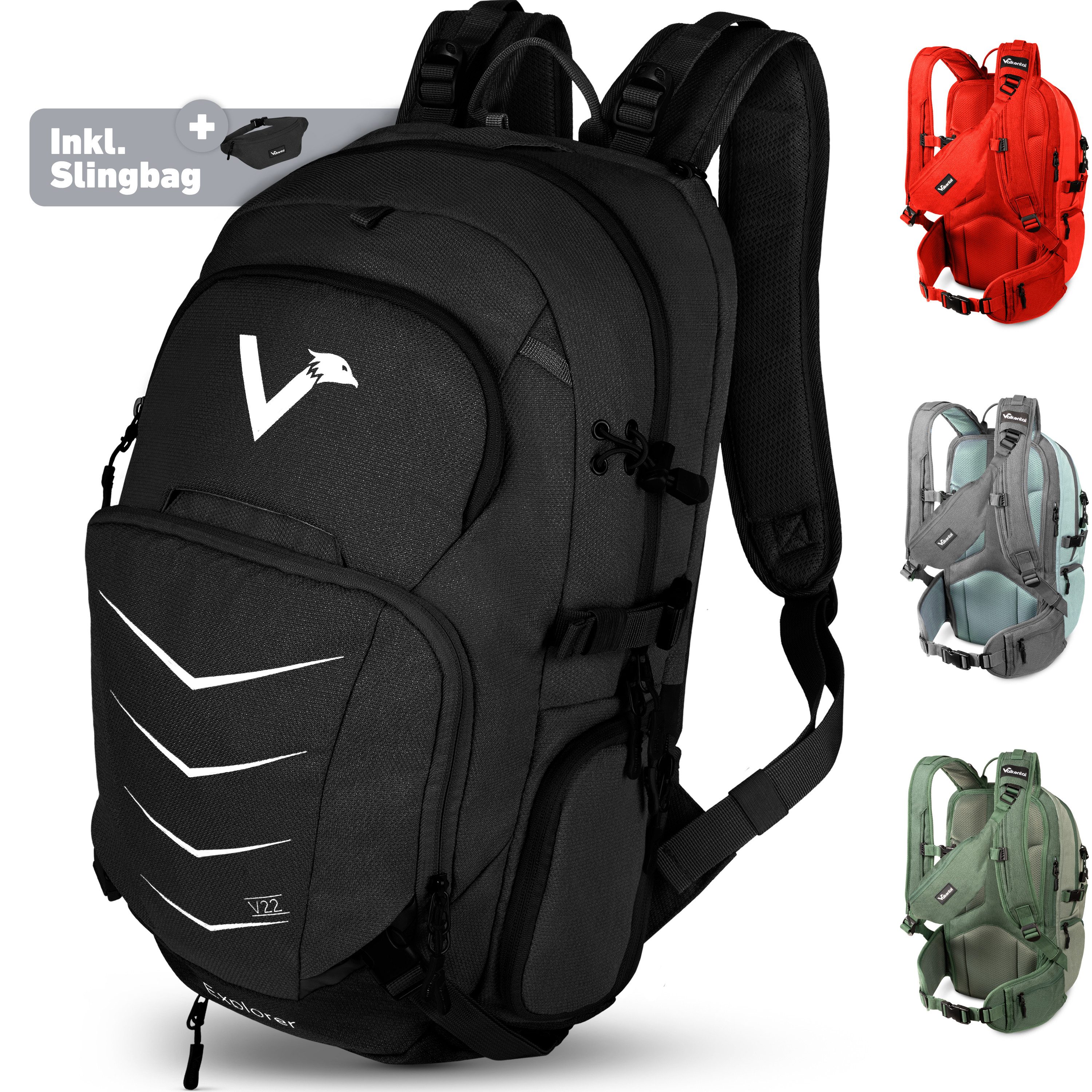 Valkental Wanderrucksack Fahrradrucksack & Outdoor Rucksack, wasserdicht & atmungsaktiv 22 L