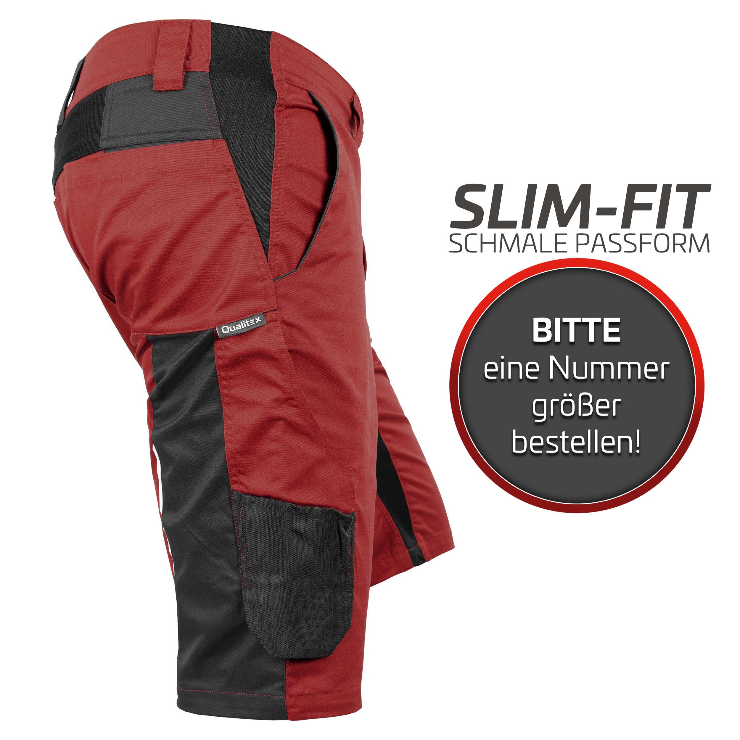 Qualitex Workwear Arbeitsshorts kurze Herren-Arbeitshose, slim-fit Shorts-Herren, Stretch-Hose (1-tlg) xtra Strapazierfähig - Robust - Farbstabil - kratzfrei & metallfrei