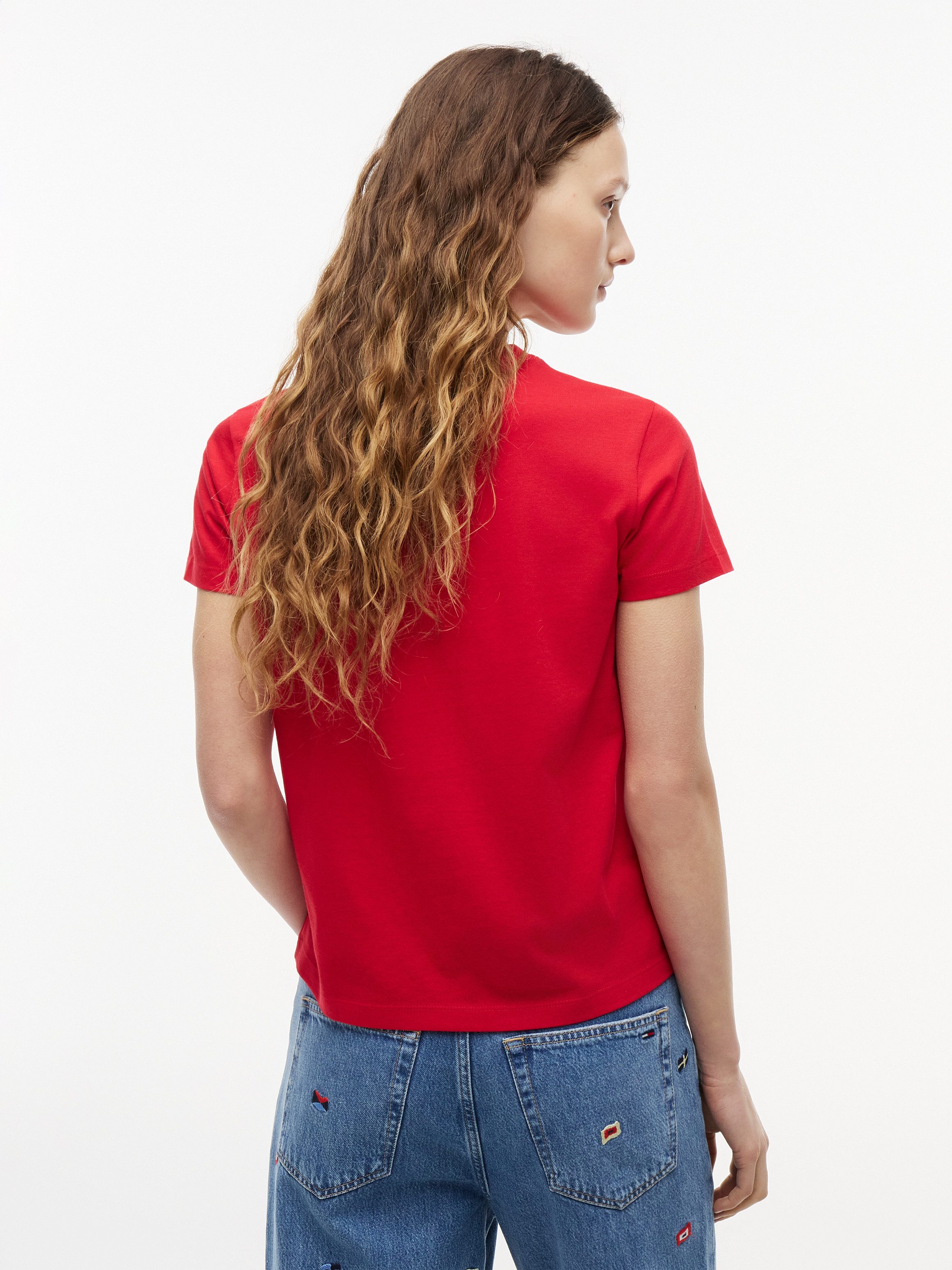 Tommy Jeans Kurzarmshirt TJW REG US LINEAR SS TEE Baumwollmischung, regular fit, Logo