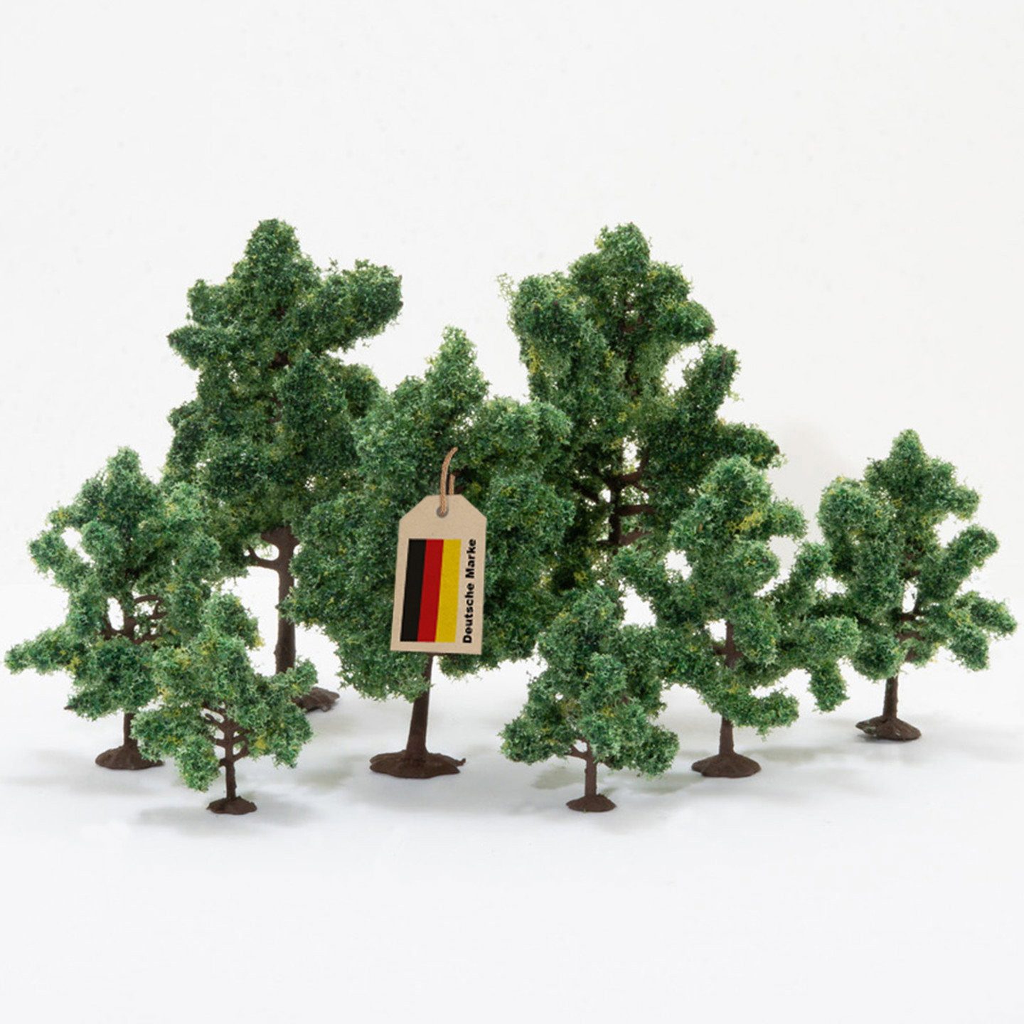 modellnatur.com Modelleisenbahn-Baum Sommerliche Modell-Laubbäume, 20 Stück, 3,5-14 cm, Spur TT, H0, Z, N, Flock