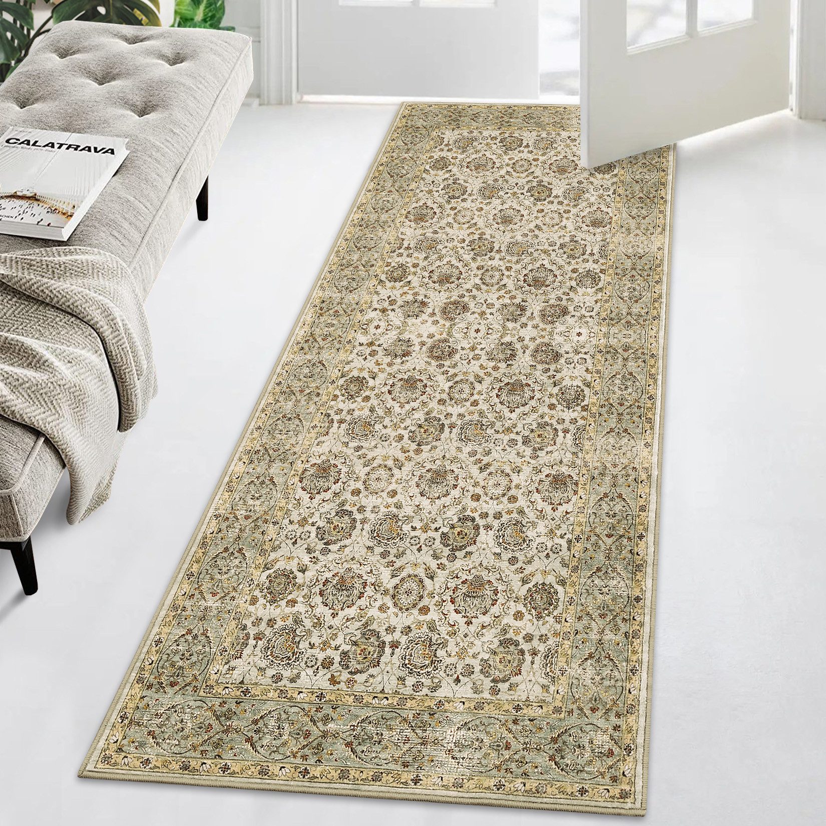 GarveeMore Teppich Boho Vintage Teppich Waschbar rutschfest Teppich, Höhe: 6.6 mm, Kurzflorteppich