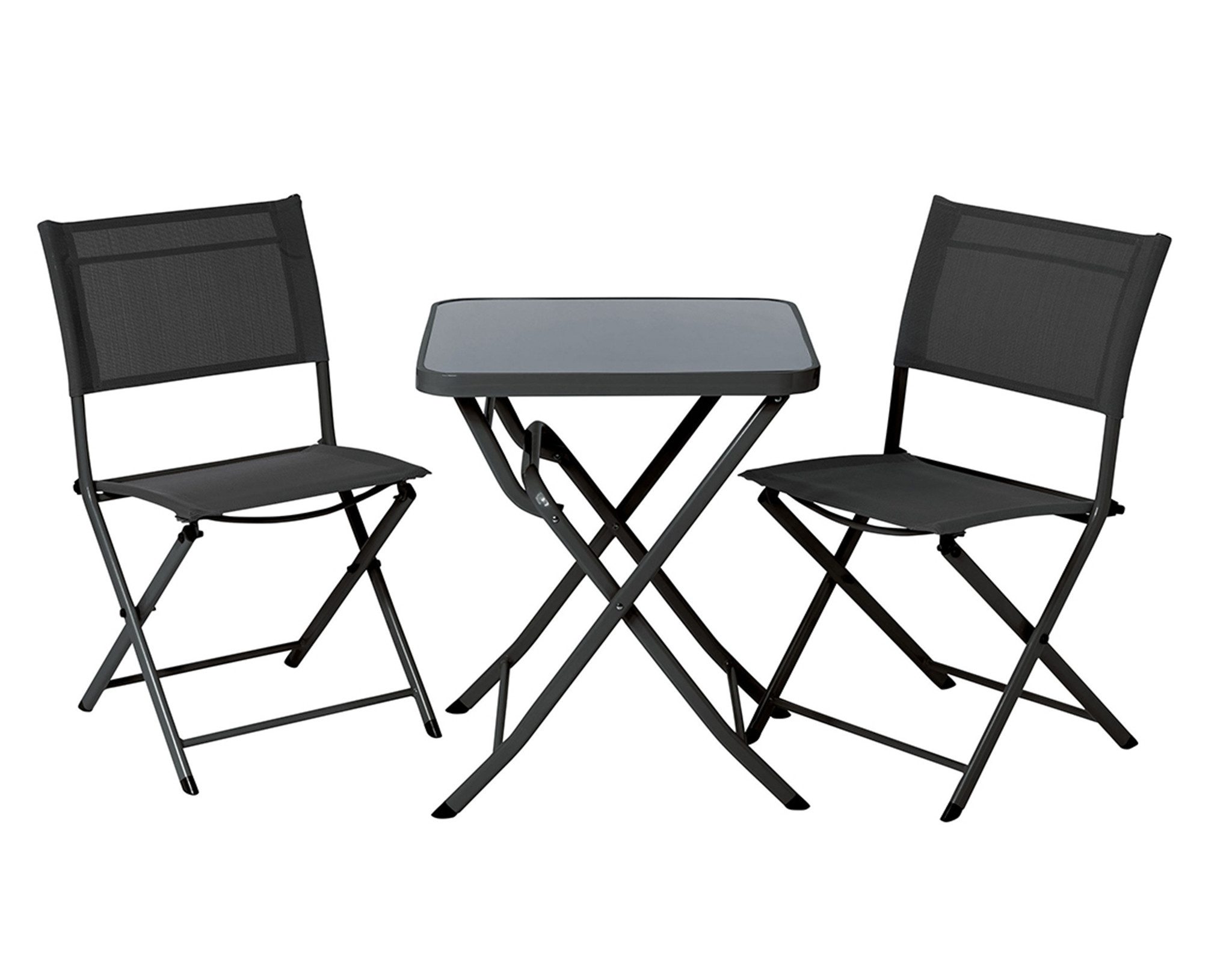 Florabest Balkonset Florabest Balkonmöbel-Set Terrassenmöbel Gartentisch 2 Stühle 3-tlg., (Set, 3-tlg., Tisch / Stühle), zusammenklappbar, platzsparend