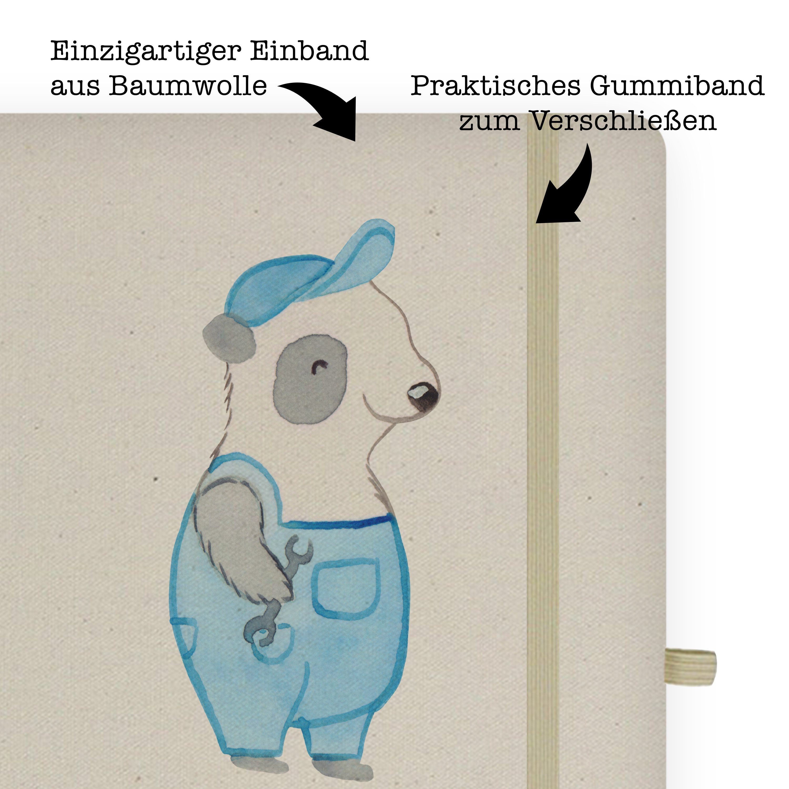 & Firma, Panda Mrs. Handwerker Herz - Panda Gesellenprüfung, Transparent Geschenk, mit Mrs. Notizbuch Mr. Mr. - &