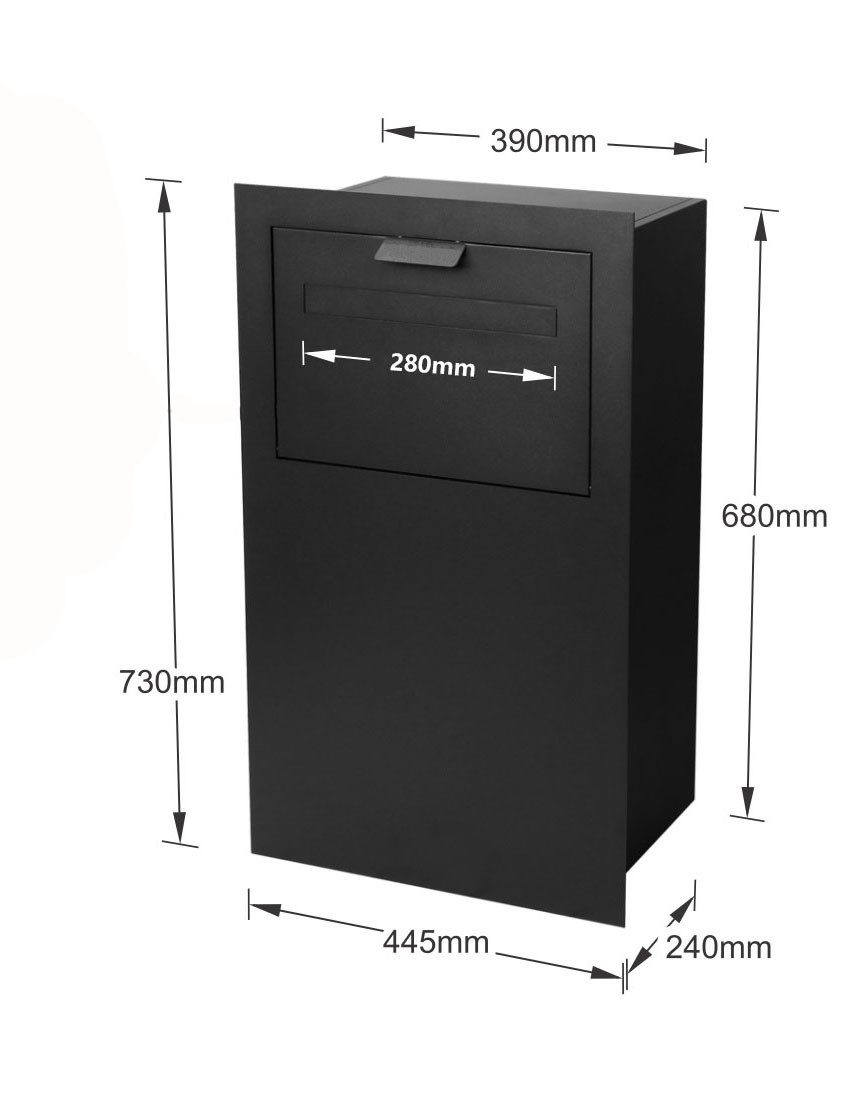 Letterbox24 Briefkasten OSKAR Durchwurfpaketbriefkasten für Zaun und Mauer in RAL 7016, - Briefkasten in RAL 7016