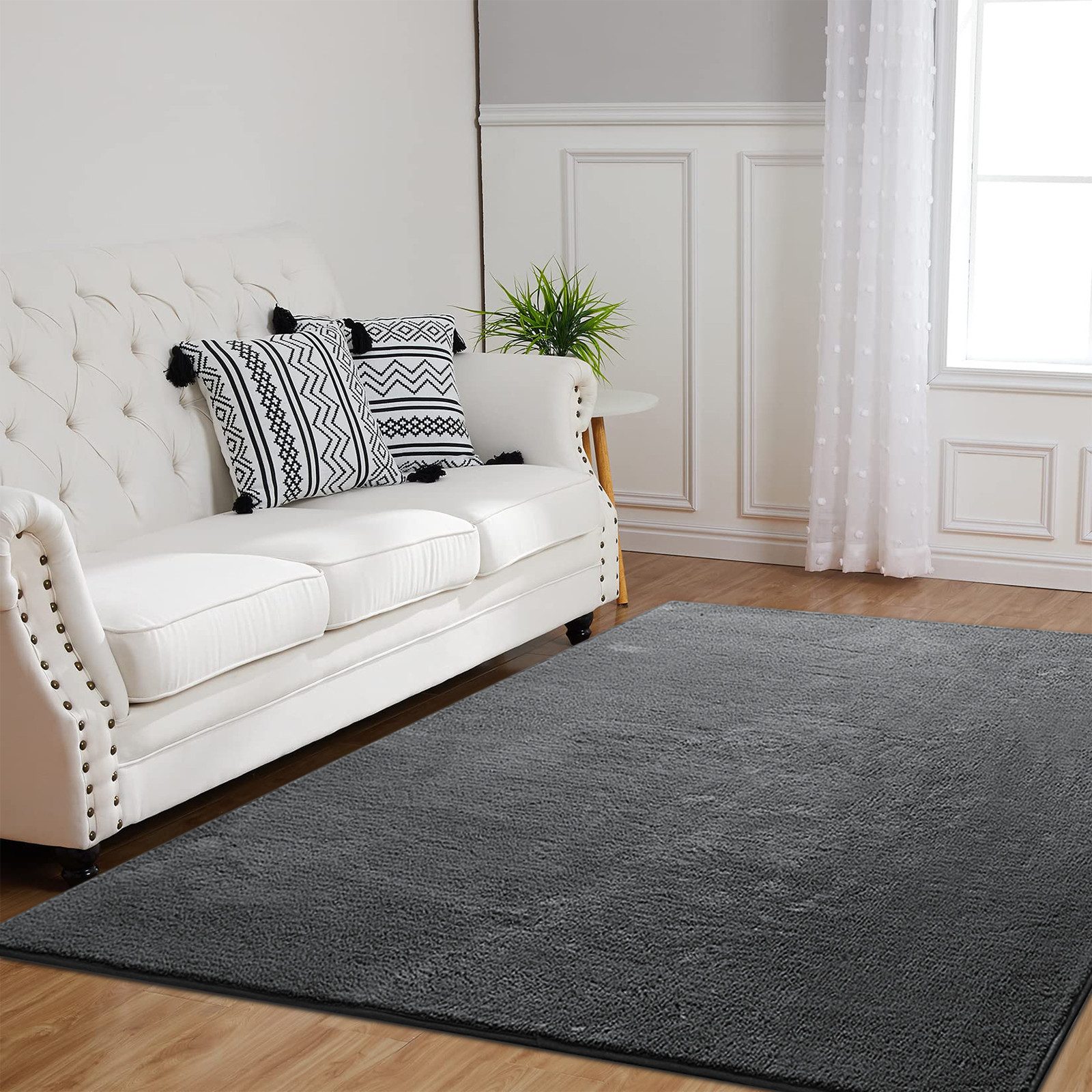JEOBEST Teppich Waschbarer Teppich Wohnzimmer, Grösse:160x200cm, Rechteck,Kurzflor,Uni Farben,Rutschsichere Rückseite – Bild 4 von 5