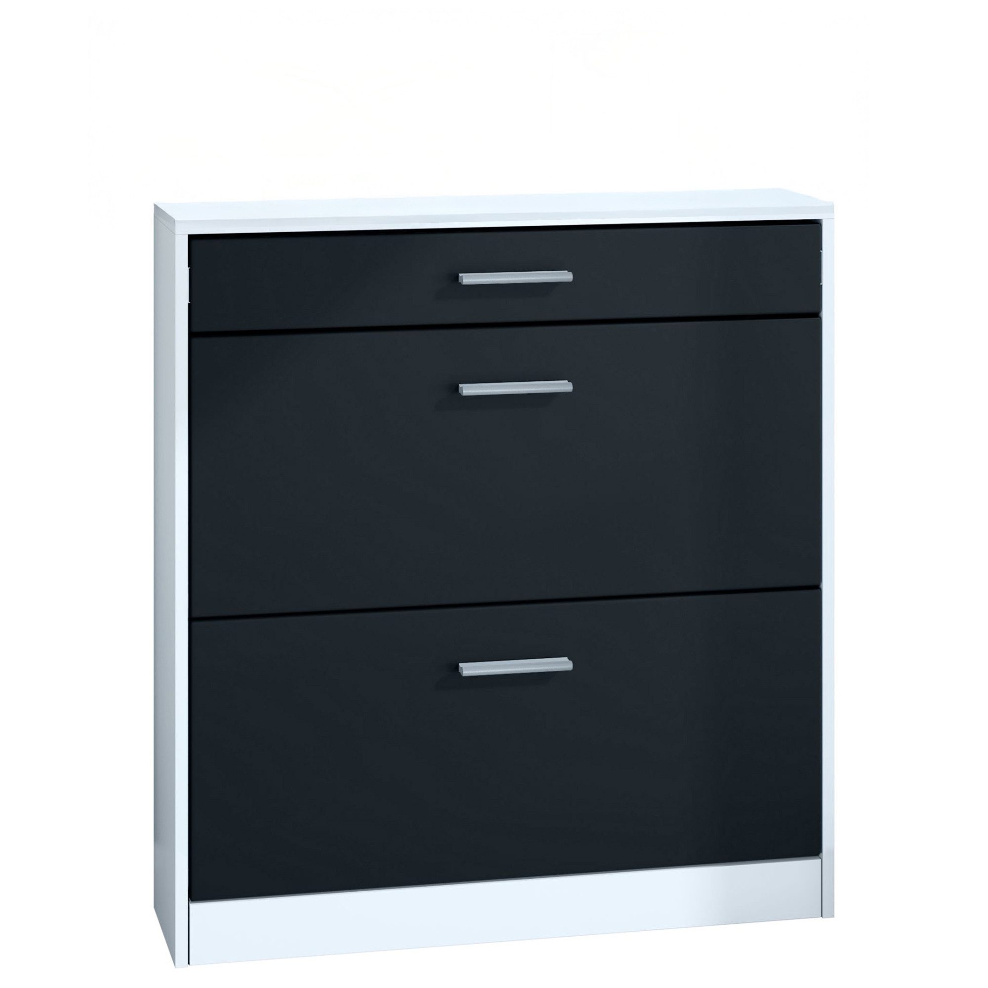 InnoFurn Schuhschrank Roma Schuhkipper (Schuhkommode, Weiß matt (89 x 95,5 x 23 cm) Platzsparender Schuhkipper Flurschrank für Diele Flur Garderobe