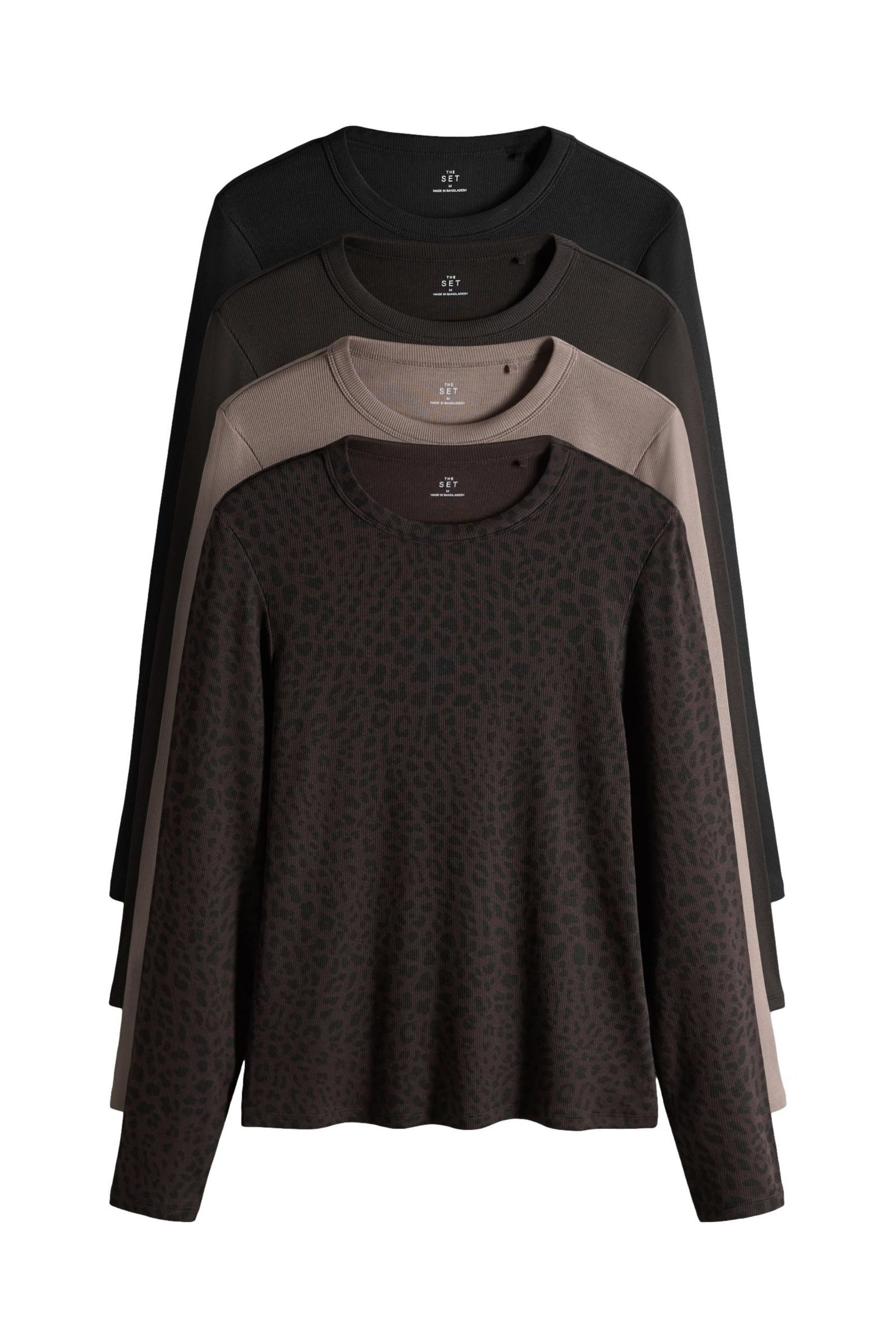 The Set Langarmshirt The Set Gerippte Langarmshirts, 4er-Pack (4-tlg) günstig online kaufen