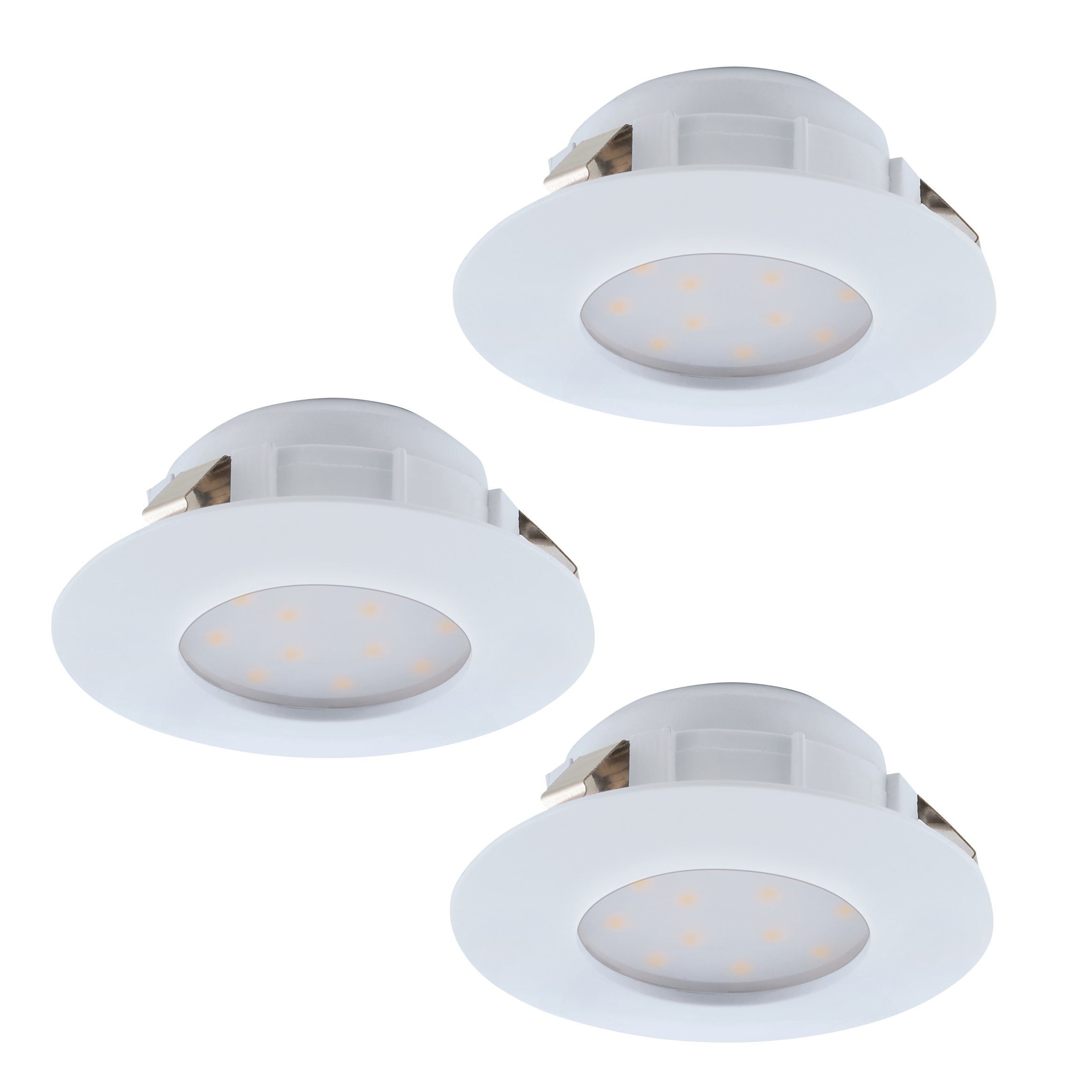 EGLO LED Einbauleuchte Pineda, Leuchtmittel inklusive, Einbauleuchte - Ø7,8 x ET35 cm - weiß - 3X4,9W inkl.