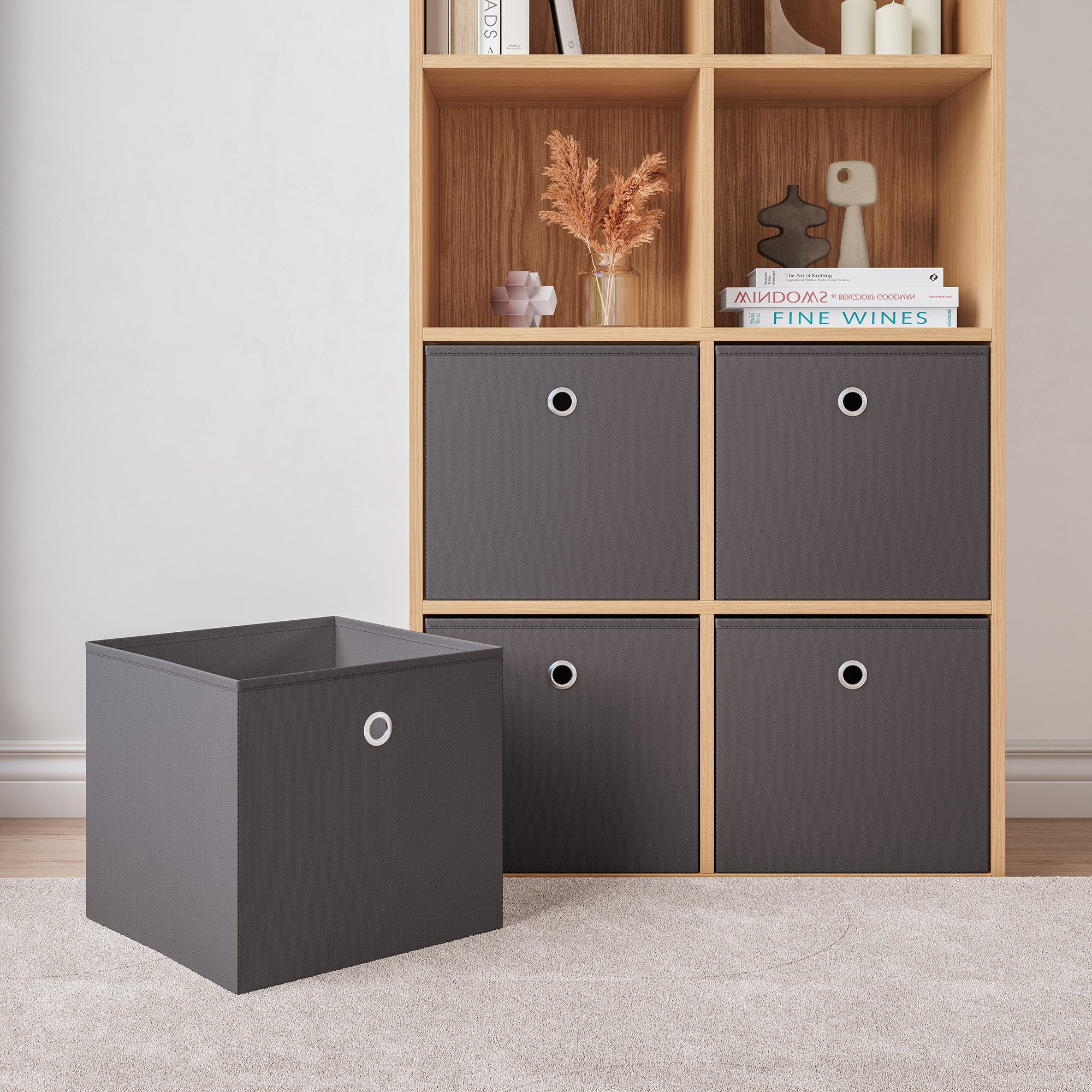 en.casa Faltbox (10 St), Virrat 10er Set Aufbewahrungsbox 30x30x28cm Dunkelgrau