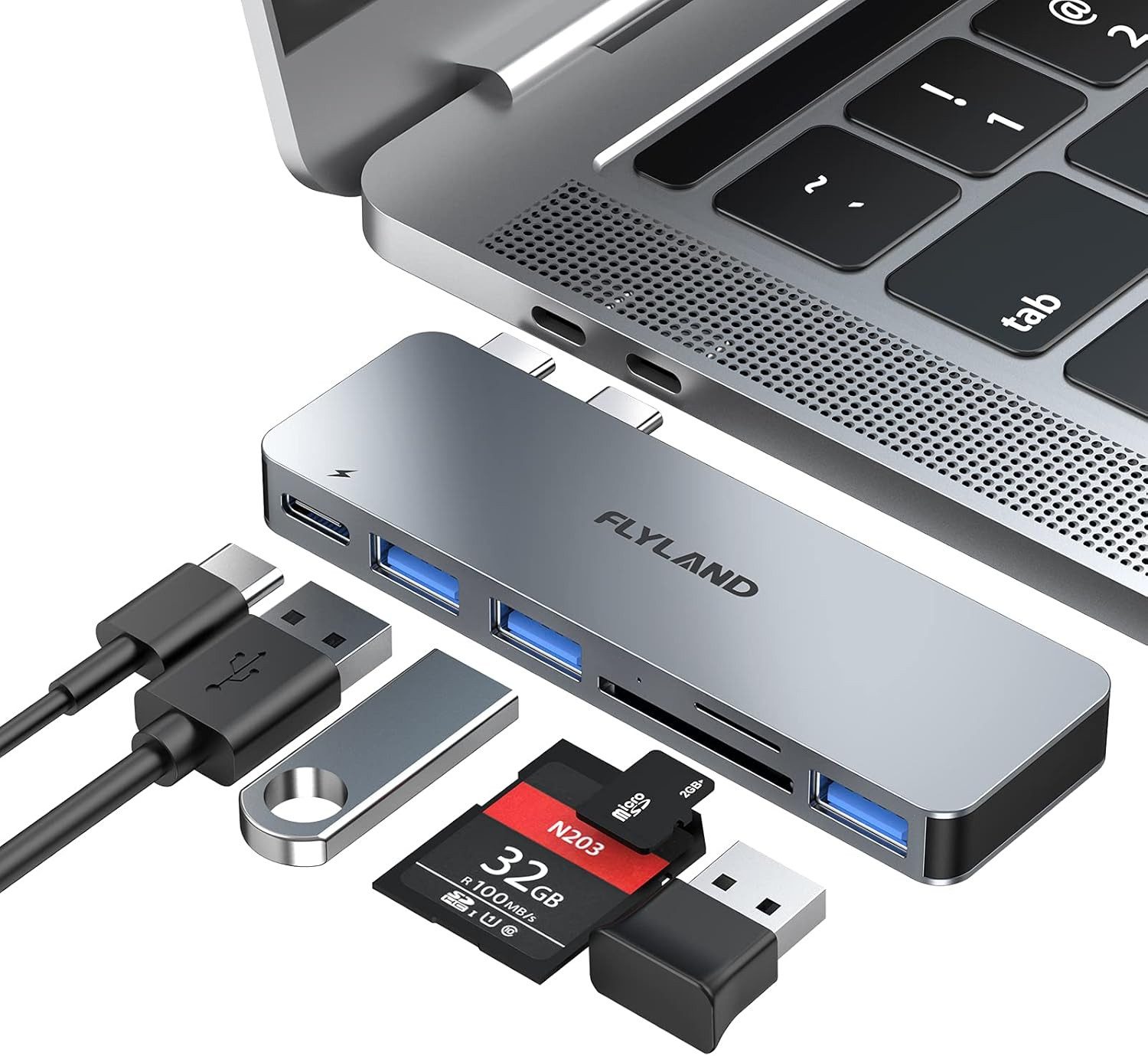 Vivitar USB-C Hub für MacBook Pro & Air mit Thunderbolt 3, 3× USB 3.0 USB-Adapter schnelle und stabile Verbindungen, Datenübertragung mit bis zu 5 Gbit/s zu Dockingstation im Aluminiumdesign, Plug-and-Play-USB-C-Erweiterung für Laptops, externe Geräte, Fe