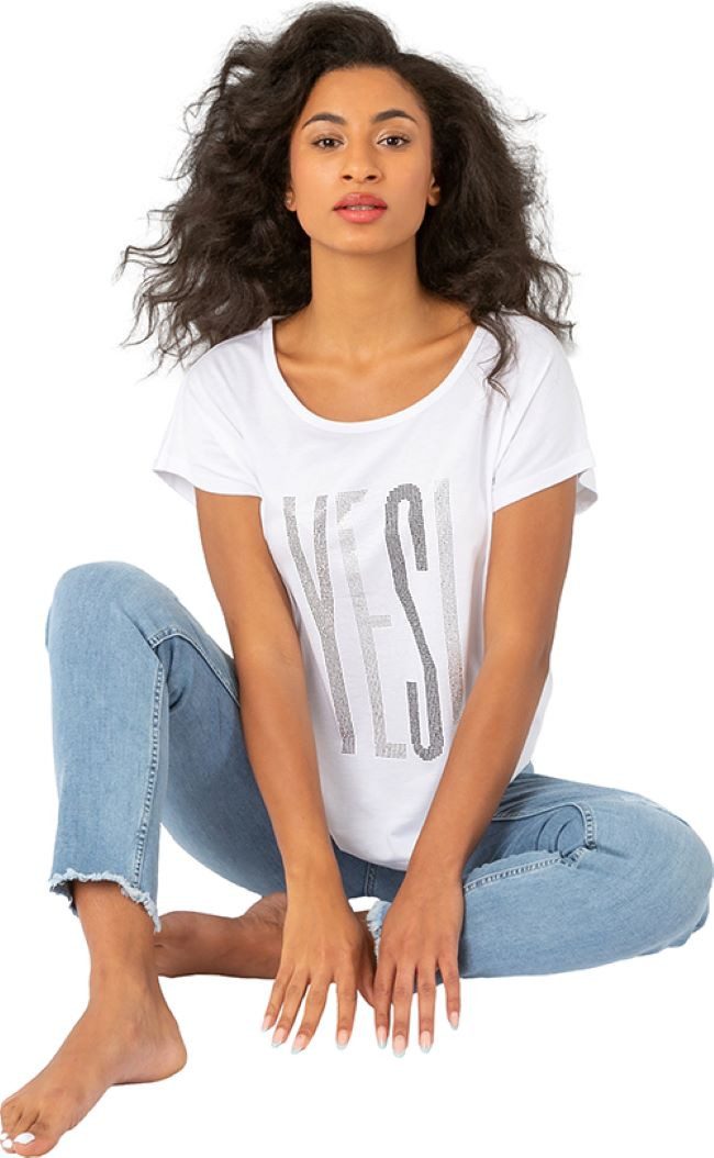 Gio Milano T-Shirt mit Statement-Print "YES" günstig online kaufen