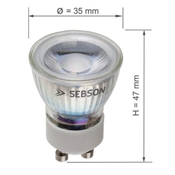 SEBSON LED-Leuchtmittel LED Lampe GU10 warmweiß 3W 35mm Durchmesser Spot 230V - 4er Pack