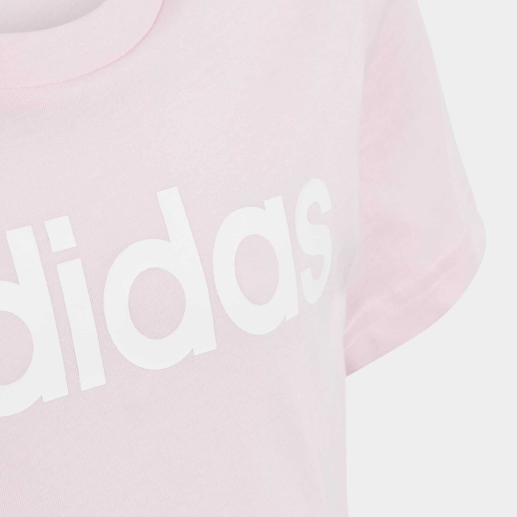 adidas Sportswear T-Shirt LINEAR Pink White T-SHIRT Clear SLIM LOGO / COTTON ESSENTIALS FIT