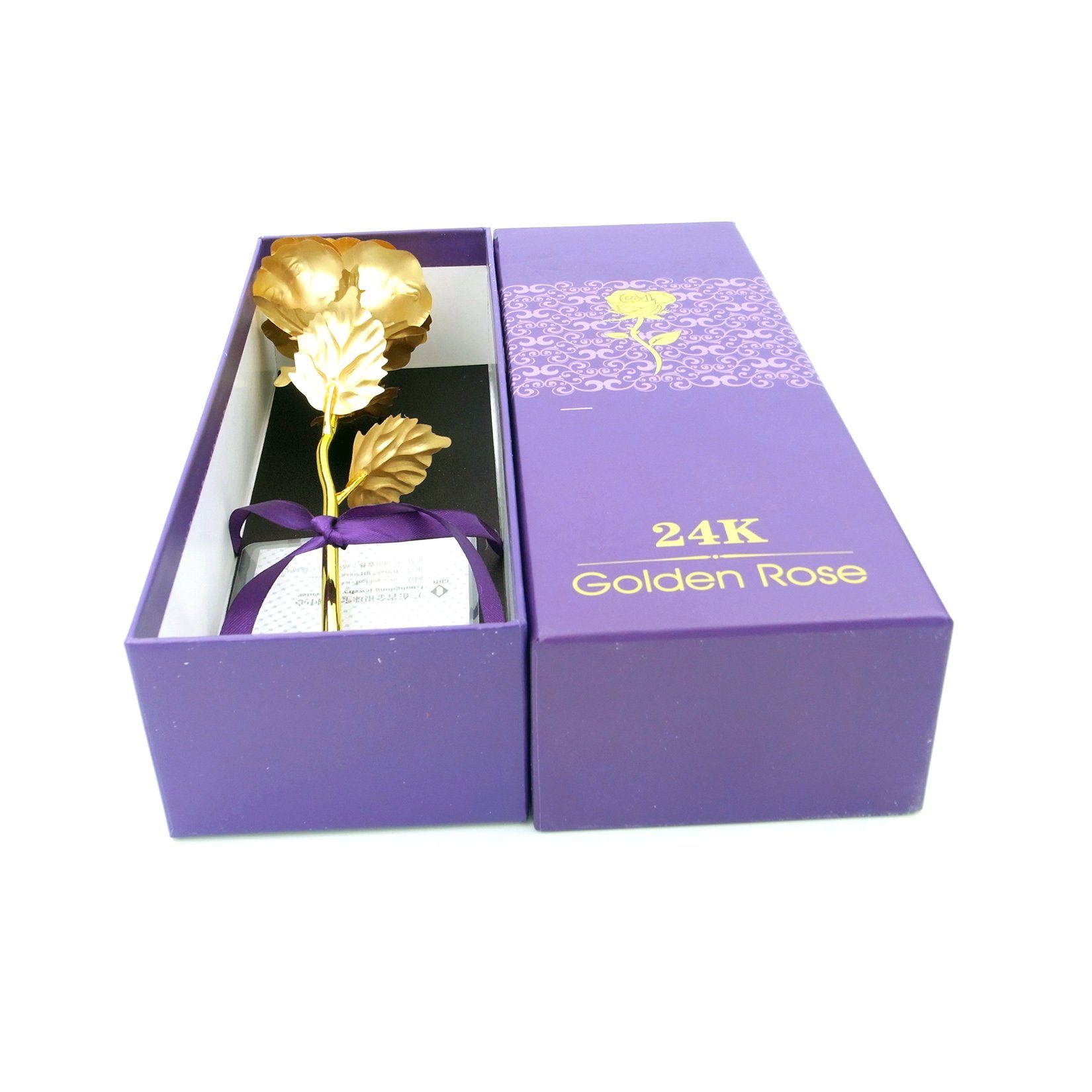euroharry Rosette Goldene Gold Rose 24K Gold vergoldet Muttertag Valentinstag Geschenk