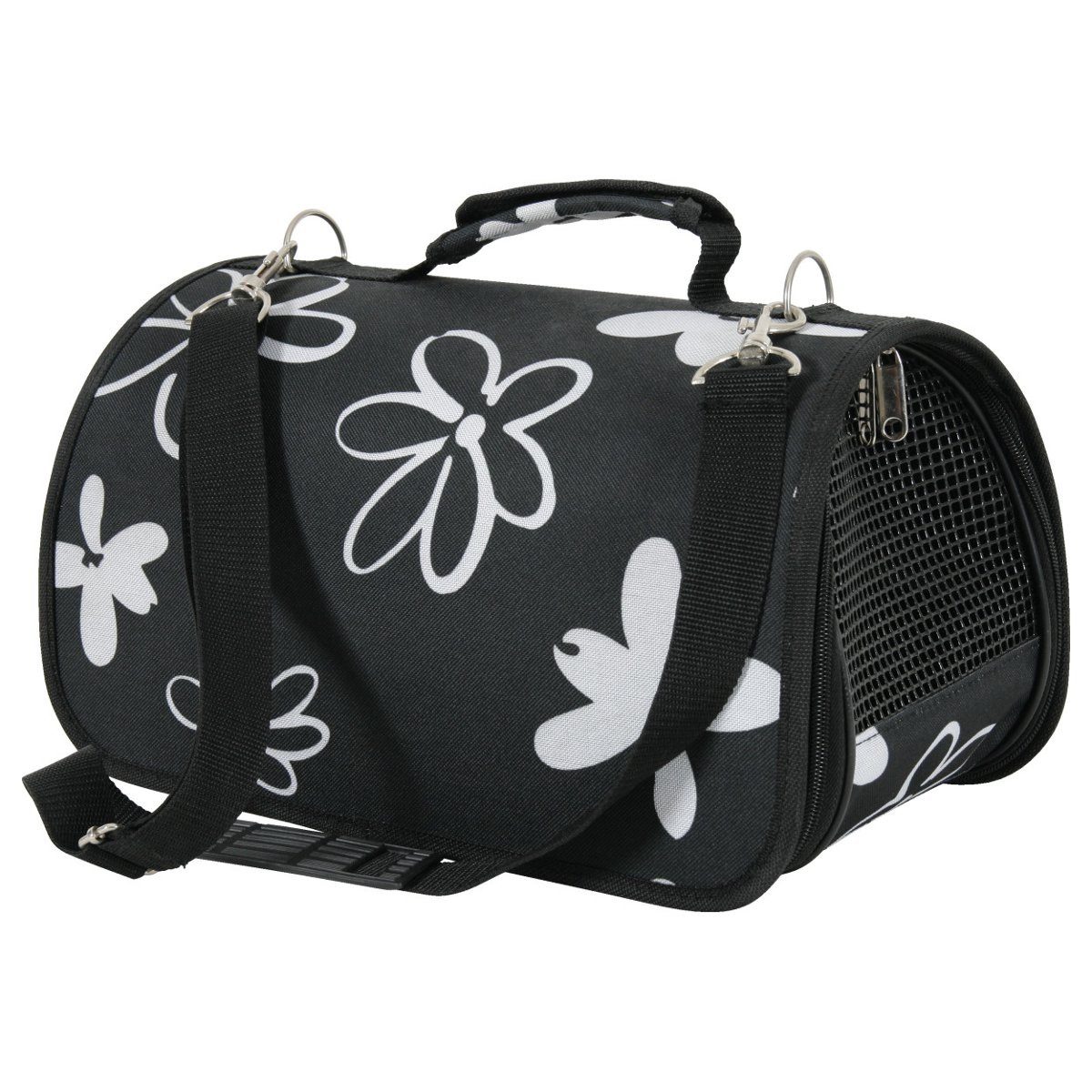 Zolux Tierreisekorb Transportkorb Flower - schwarz - S