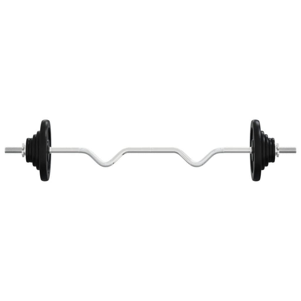 Fitness Gewichten mit Hantel Langhantel kg 30 Gewicht Training vidaXL Kraftsporr Set