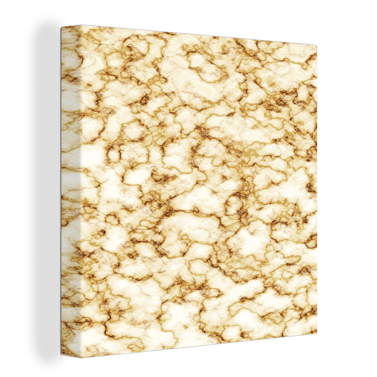 OneMillionCanvasses® Leinwandbild Marmor - Weiß - Braun, (1 St), Leinwand Bilder für Wohnzimmer Schlafzimmer